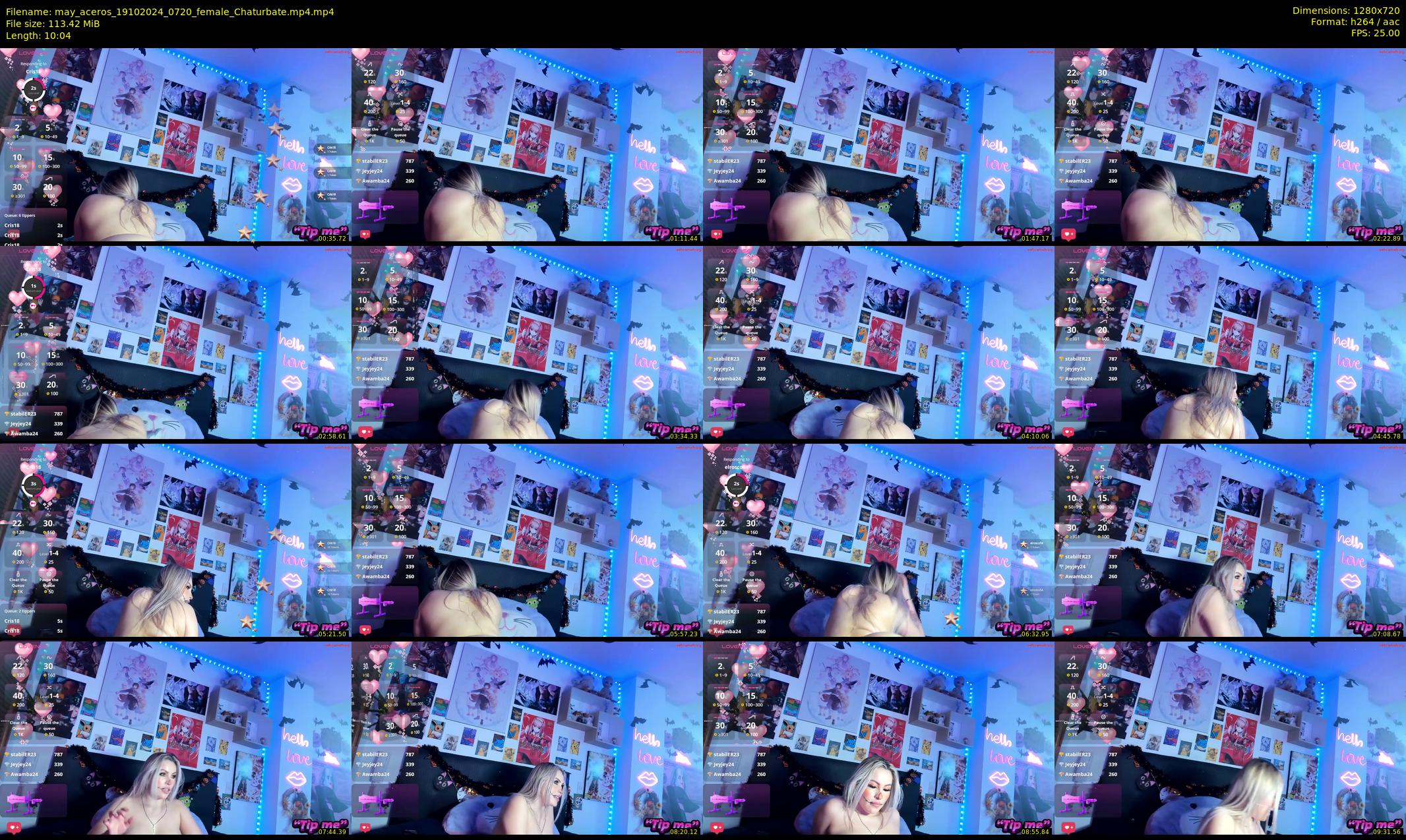 may_aceros — 11 minute Chaturbate female cam show recording, 720p, Oct 19, 2024