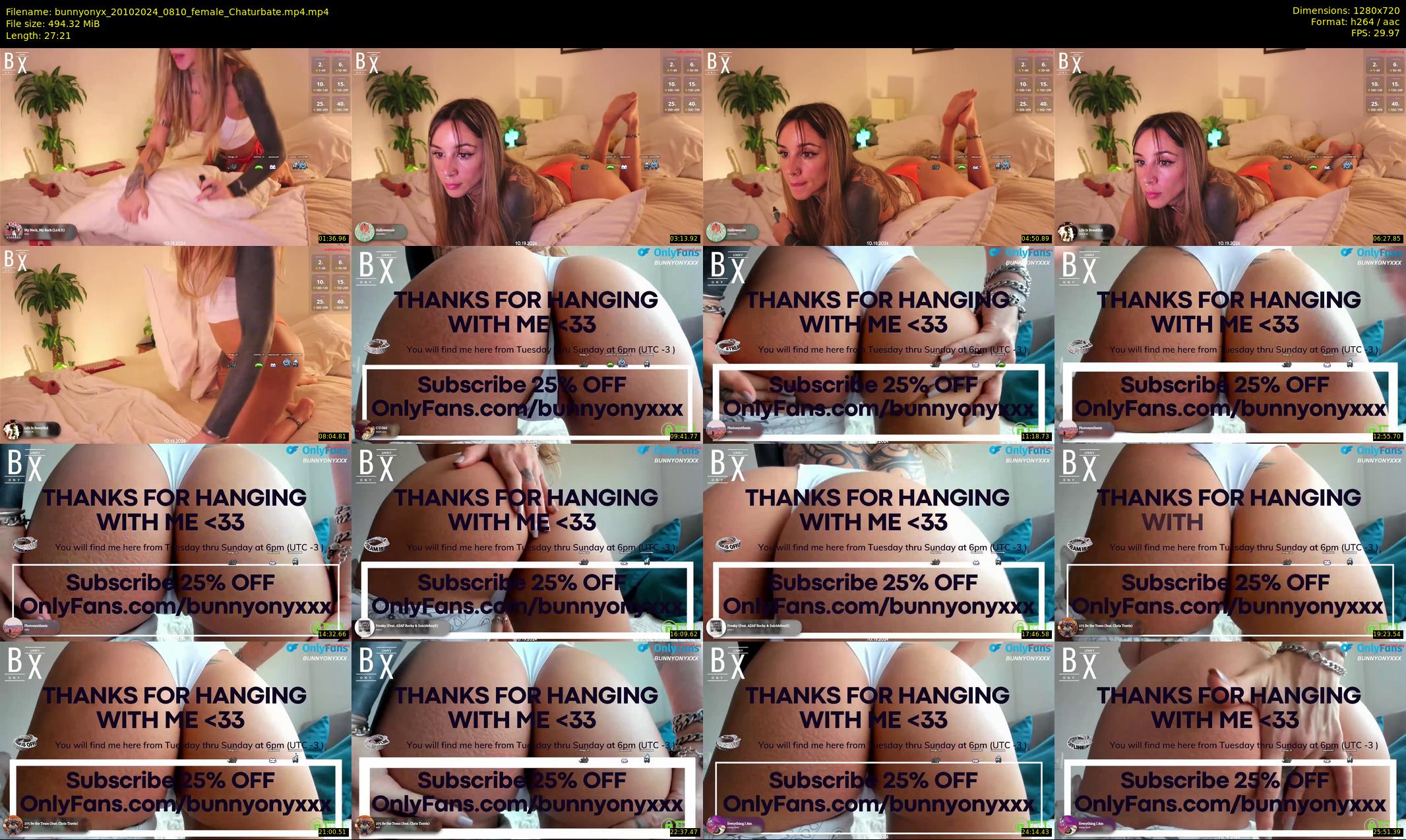 bunnyonyx — 28 minute Chaturbate female cam show recording, 720p, Oct 20, 2024