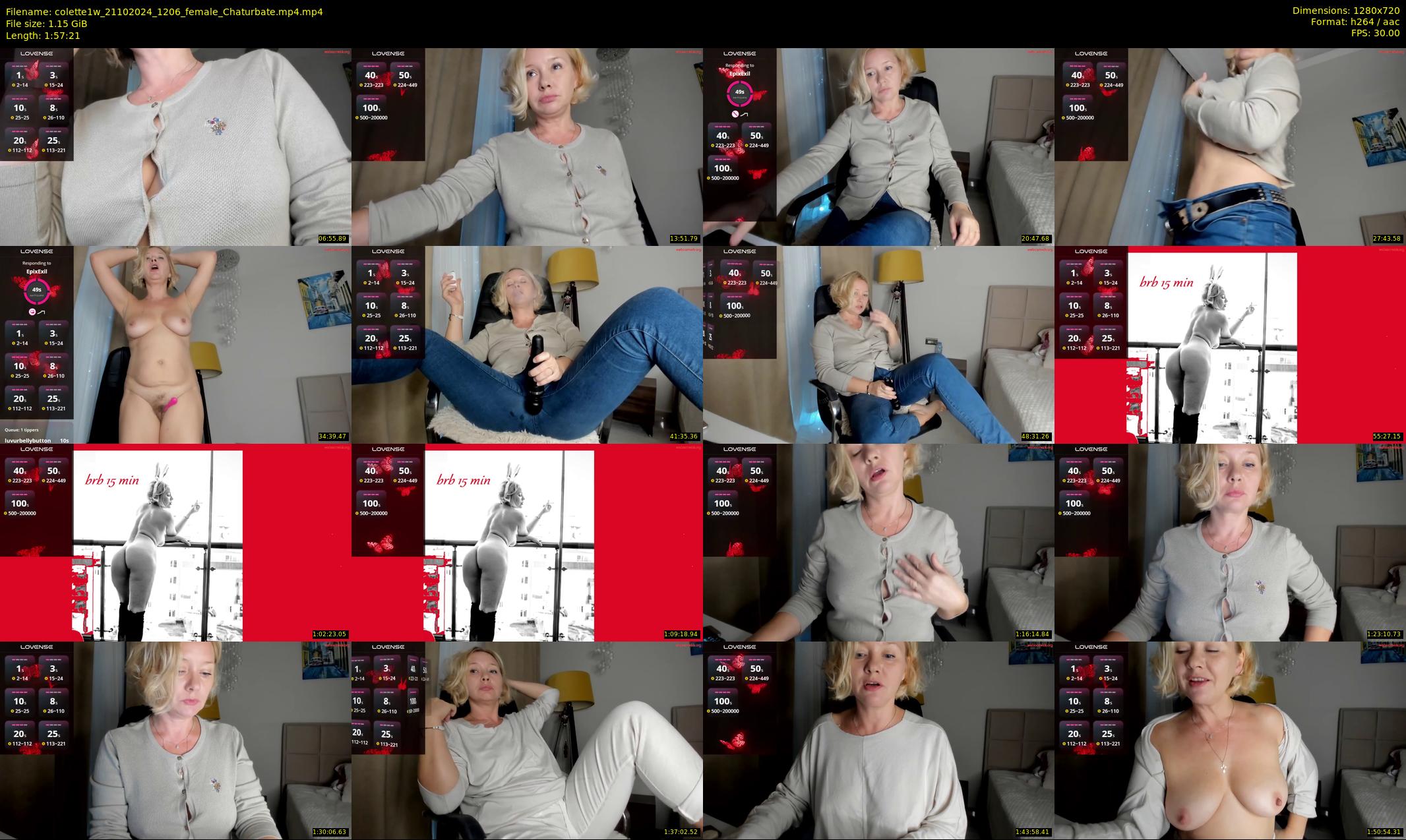 colette1w — 118 minute Chaturbate female cam show recording, 720p, Oct 21, 2024