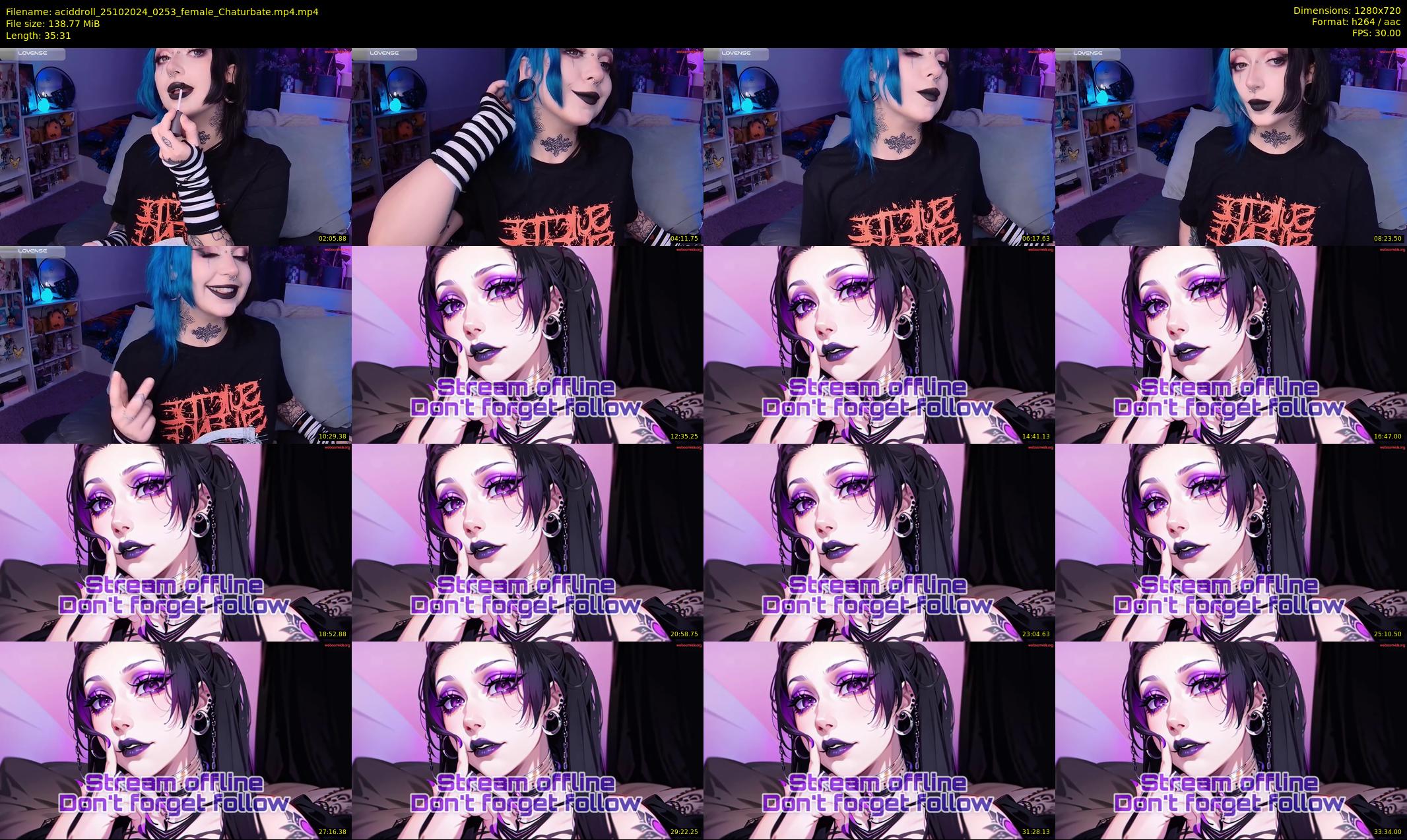 aciddroll — 36 minute Chaturbate female cam show recording, 720p, Oct 25, 2024