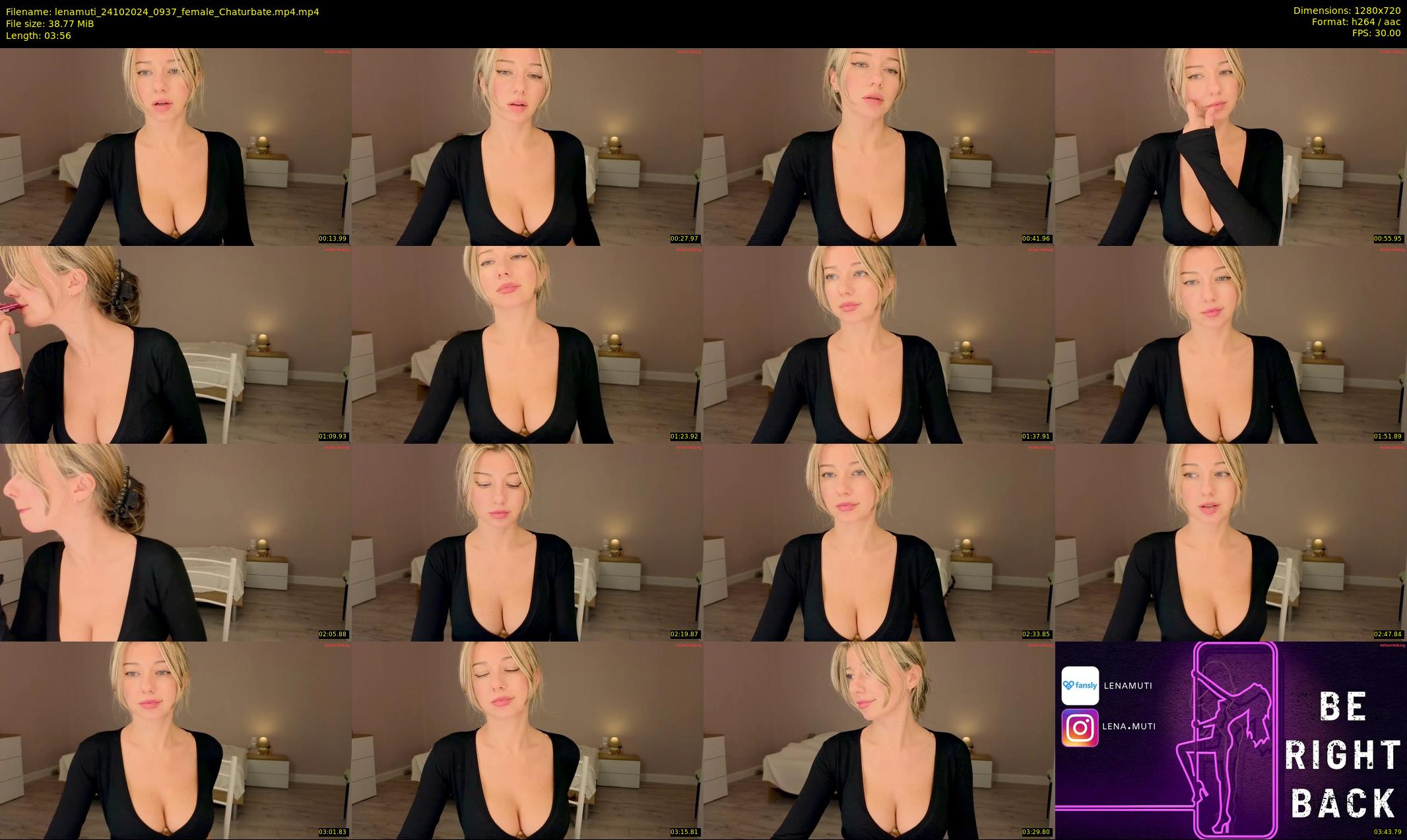 lenamuti — 4 minute Chaturbate female cam show recording, 720p, Oct 24, 2024