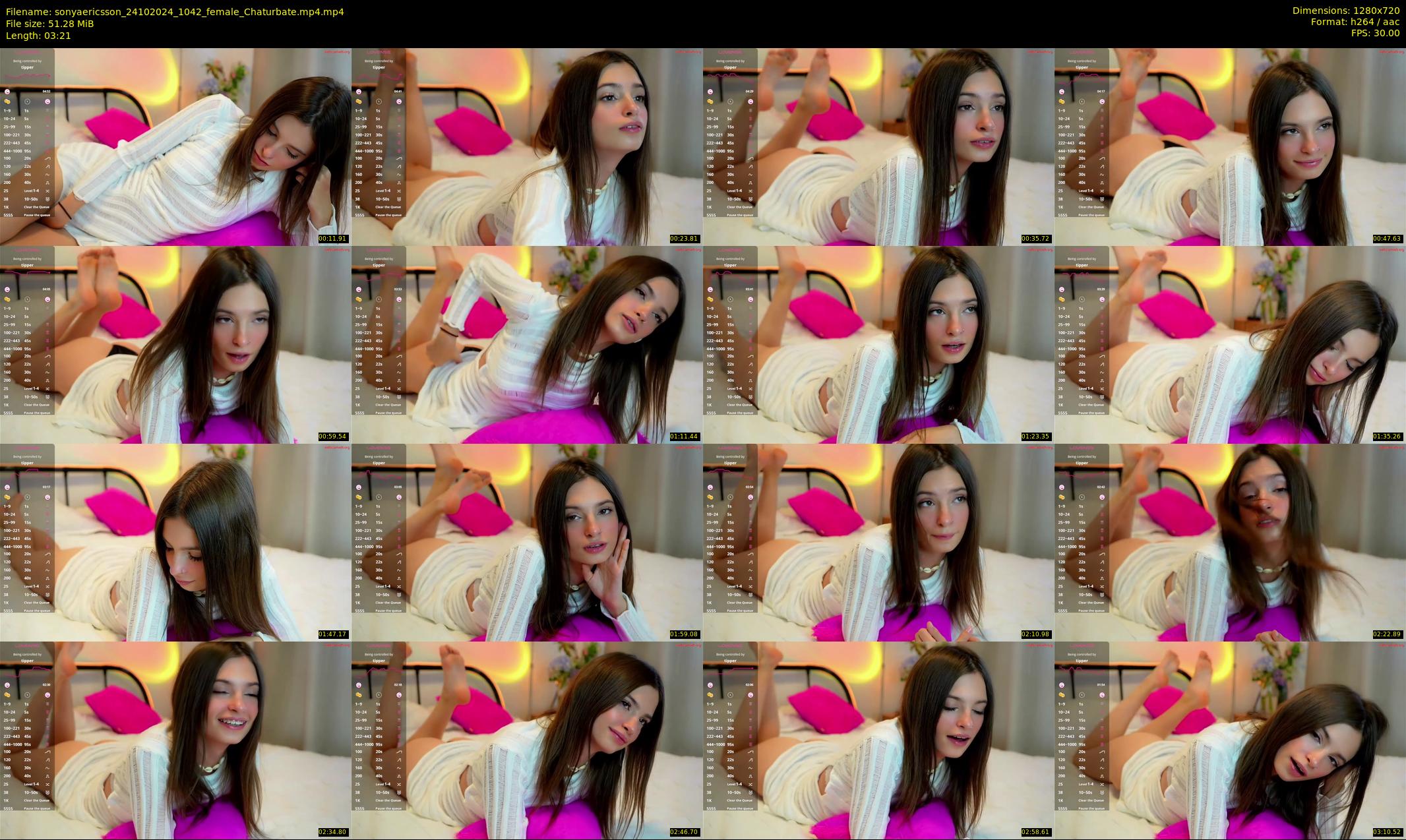 sonyaericsson — 4 minute Chaturbate female cam show recording, 720p, Oct 24, 2024