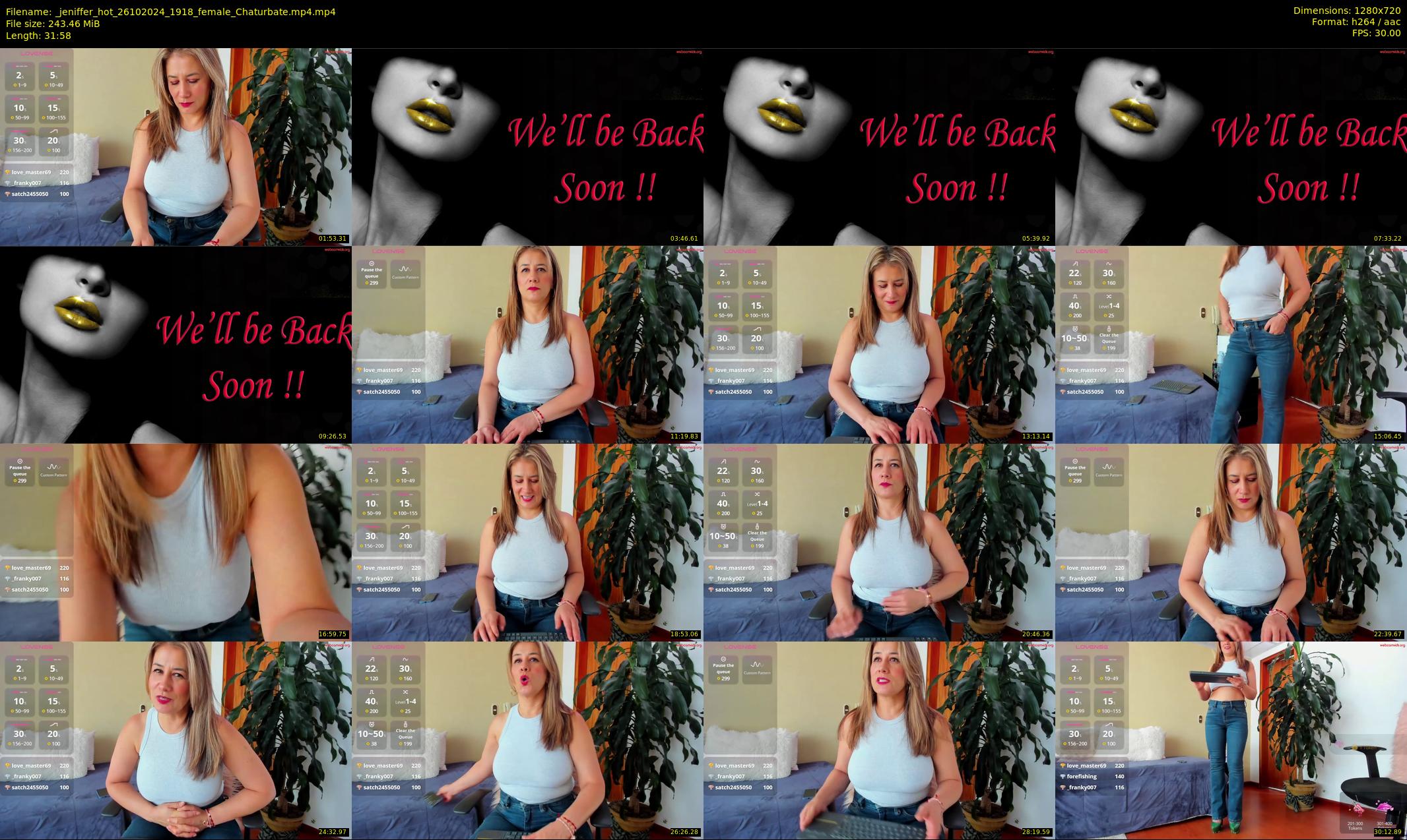 _jeniffer_hot — 32 minute Chaturbate female cam show recording, 720p, Oct 26, 2024