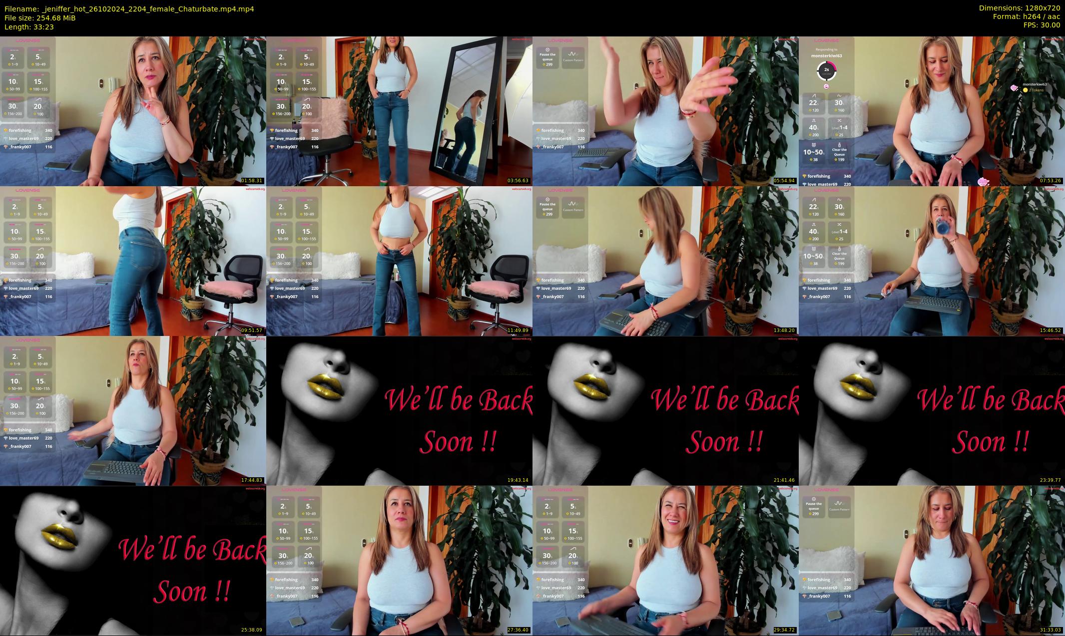 _jeniffer_hot — 34 minute Chaturbate female cam show recording, 720p, Oct 26, 2024