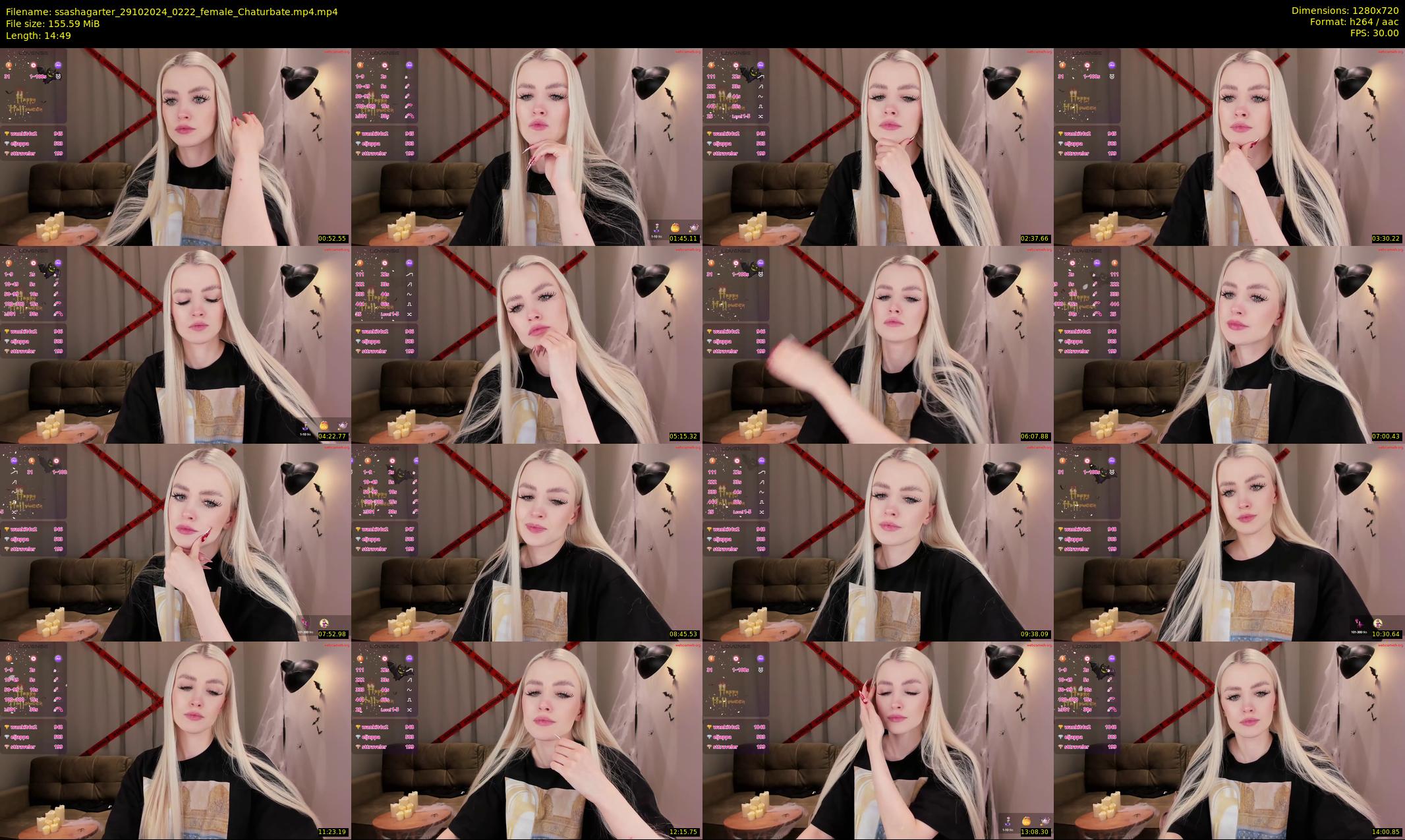 ssashagarter — 15 minute Chaturbate female cam show recording, 720p, Oct 29, 2024