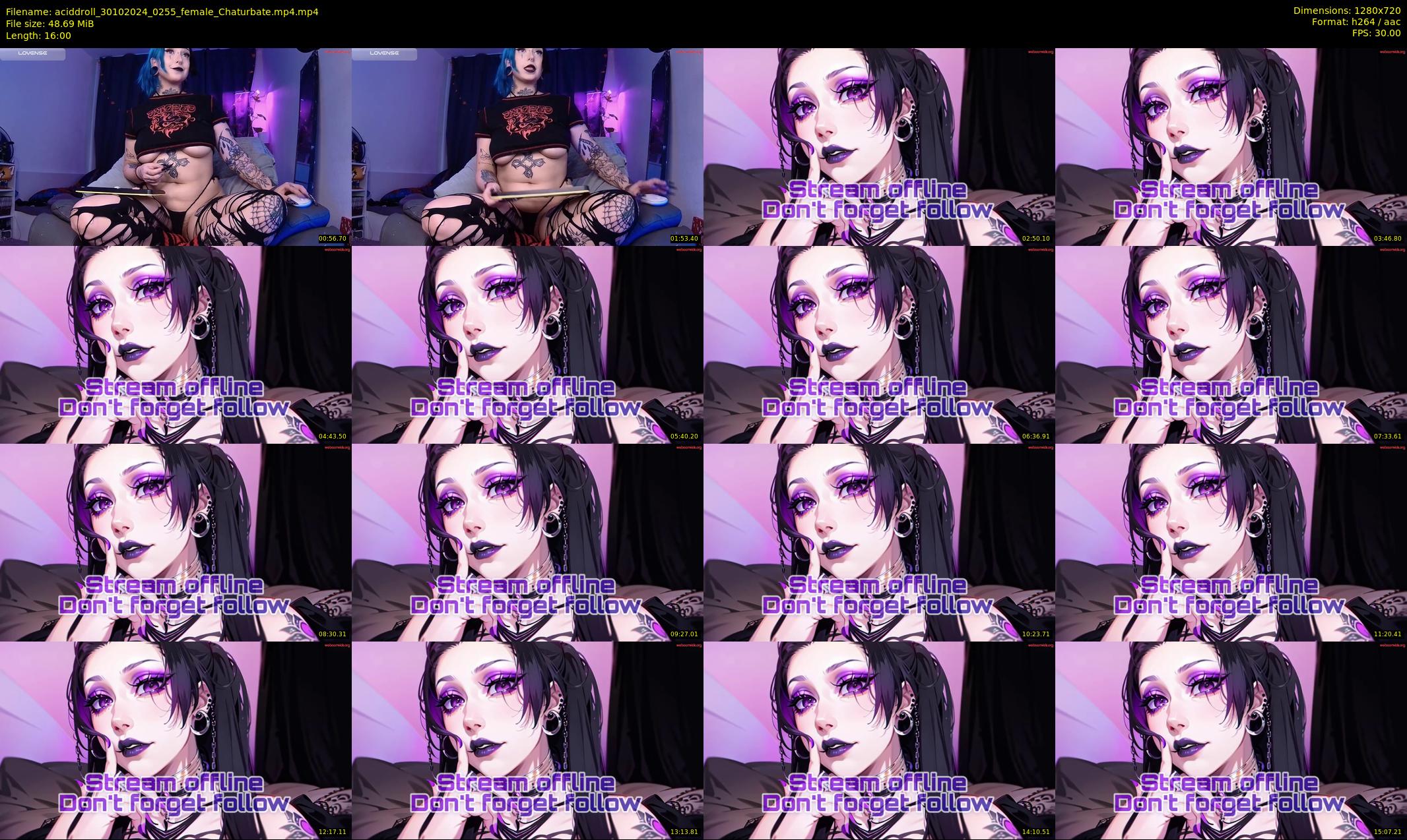 aciddroll — 16 minute Chaturbate female cam show recording, 720p, Oct 30, 2024
