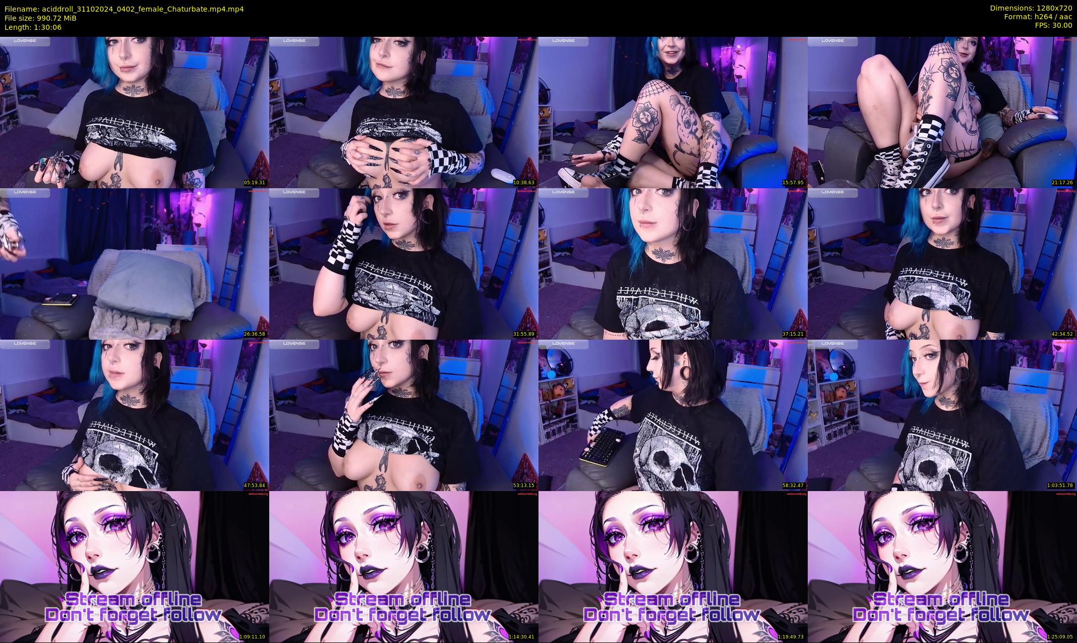 aciddroll — 91 minute Chaturbate female cam show recording, 720p, Oct 31, 2024