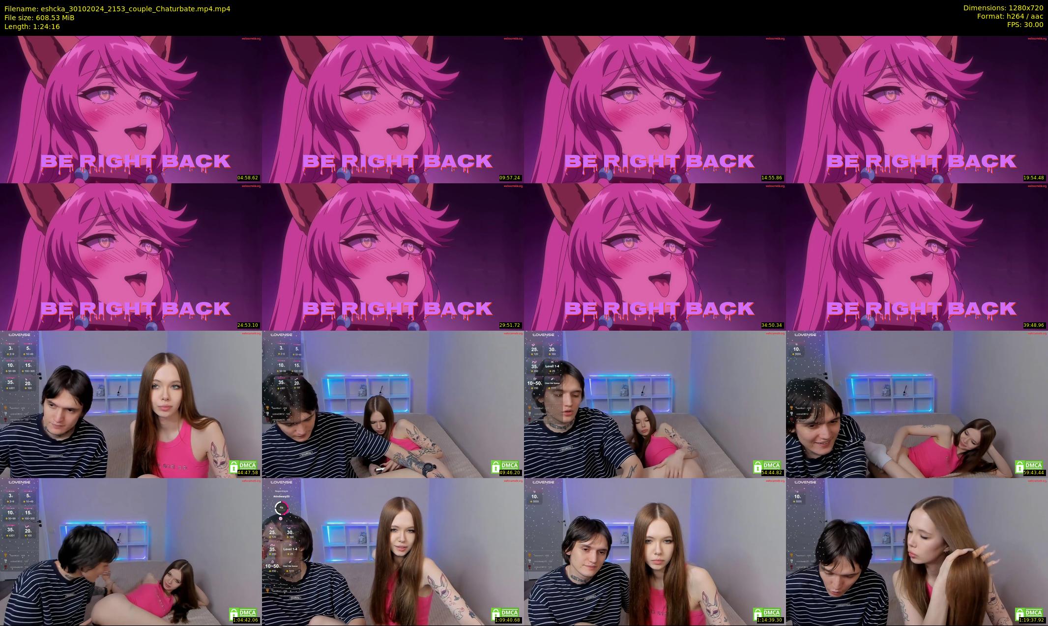 eshcka — 85 minute Chaturbate couple cam show recording, 720p, Oct 30, 2024