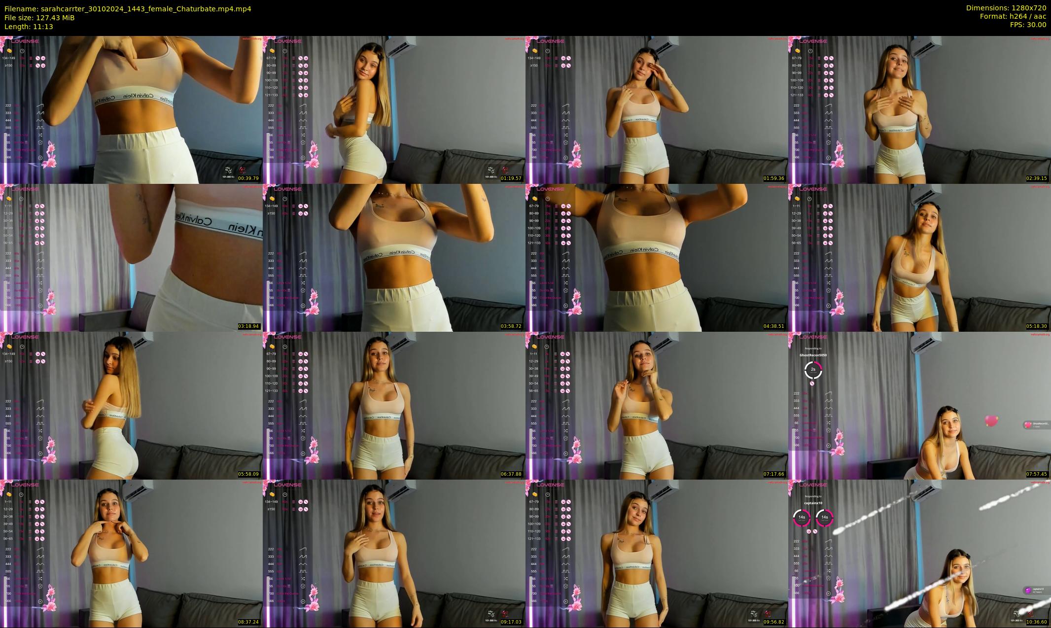 sarahcarrter — 12 minute Chaturbate female cam show recording, 720p, Oct 30, 2024