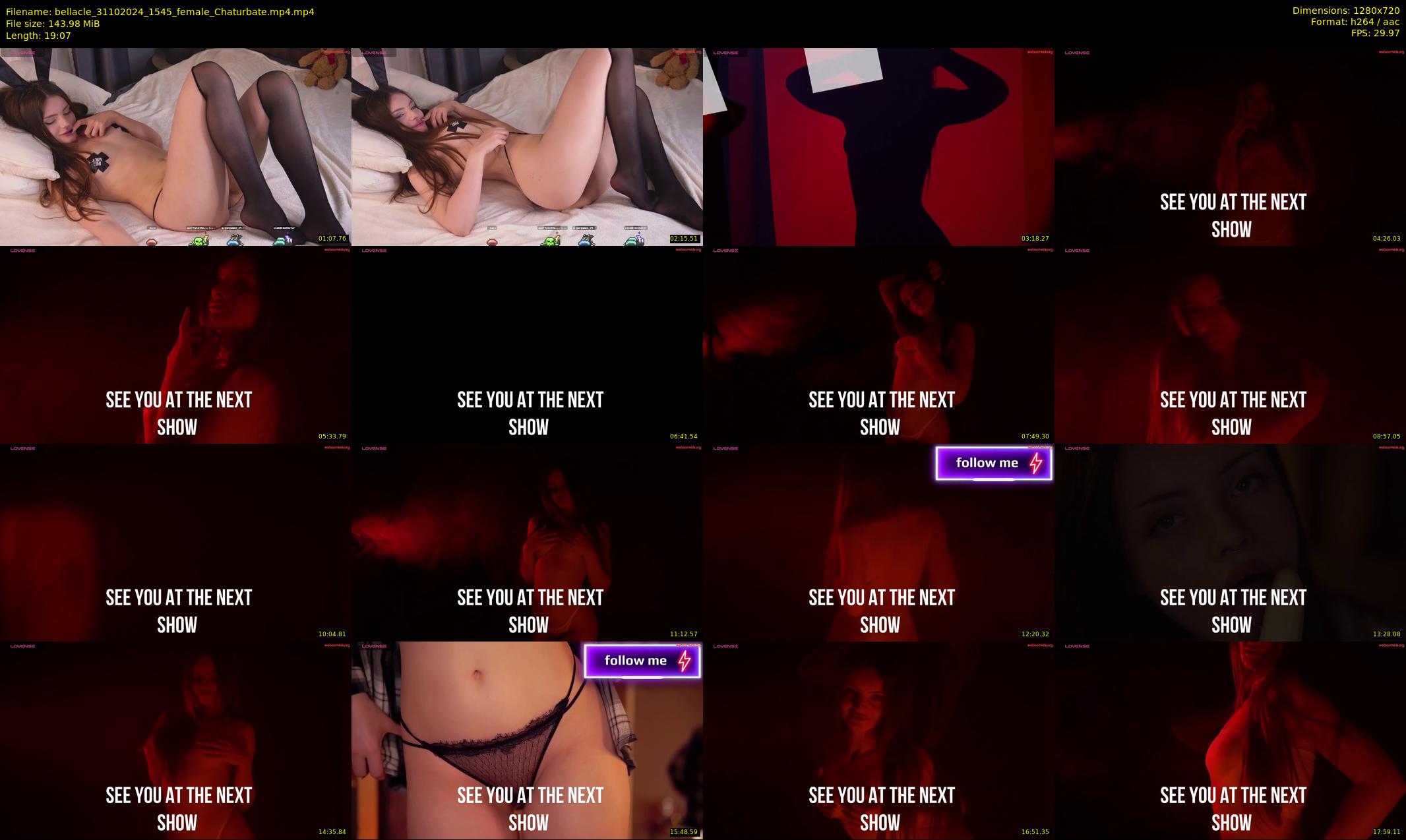 bellacle — 20 minute Chaturbate female cam show recording, 720p, Oct 31, 2024