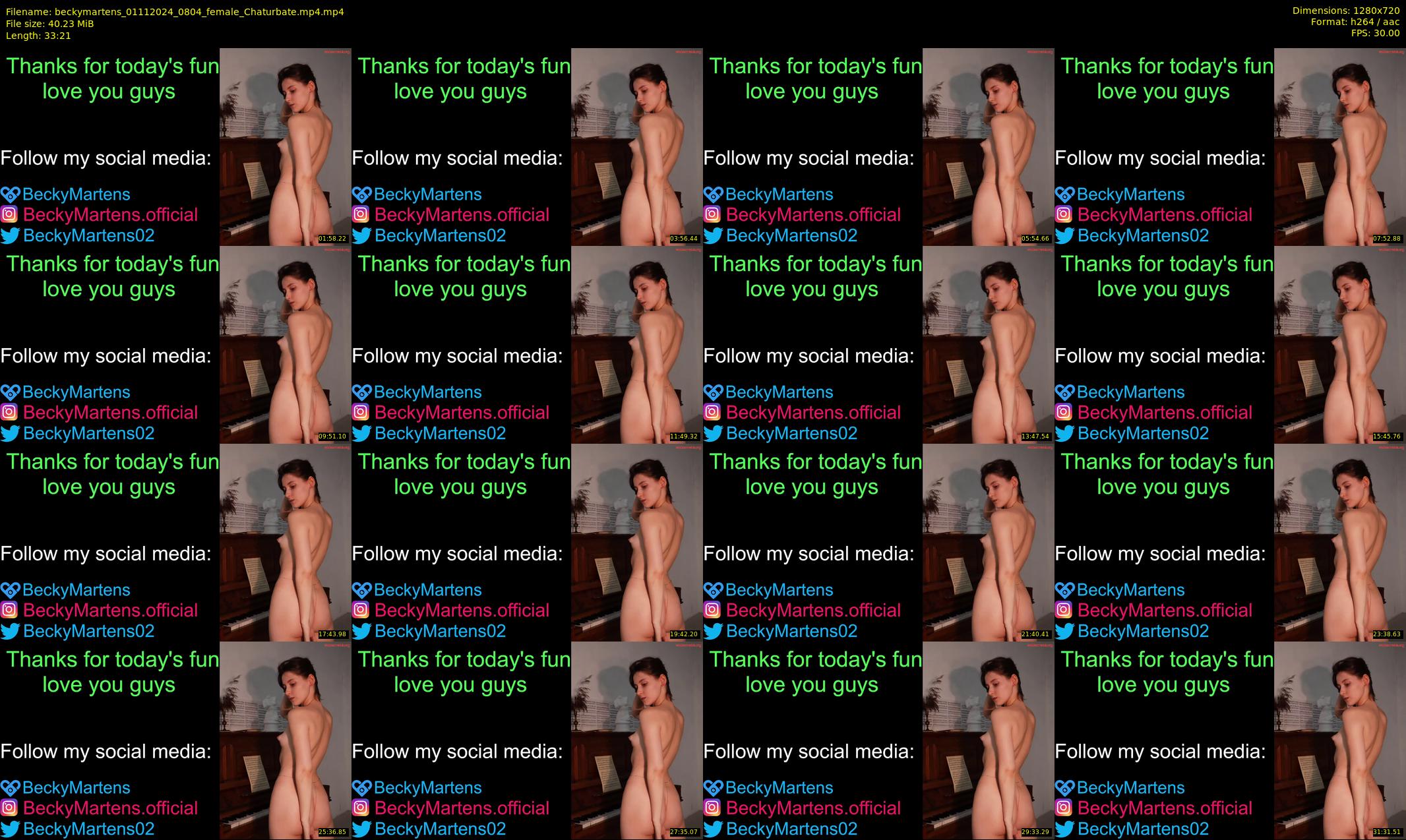 beckymartens — 34 minute Chaturbate female cam show recording, 720p, Nov 1, 2024