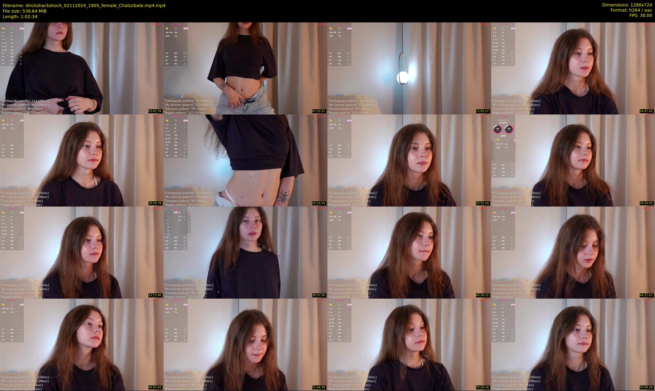shickshackshock — 63 minute Chaturbate female cam show recording, 720p, Nov 2, 2024