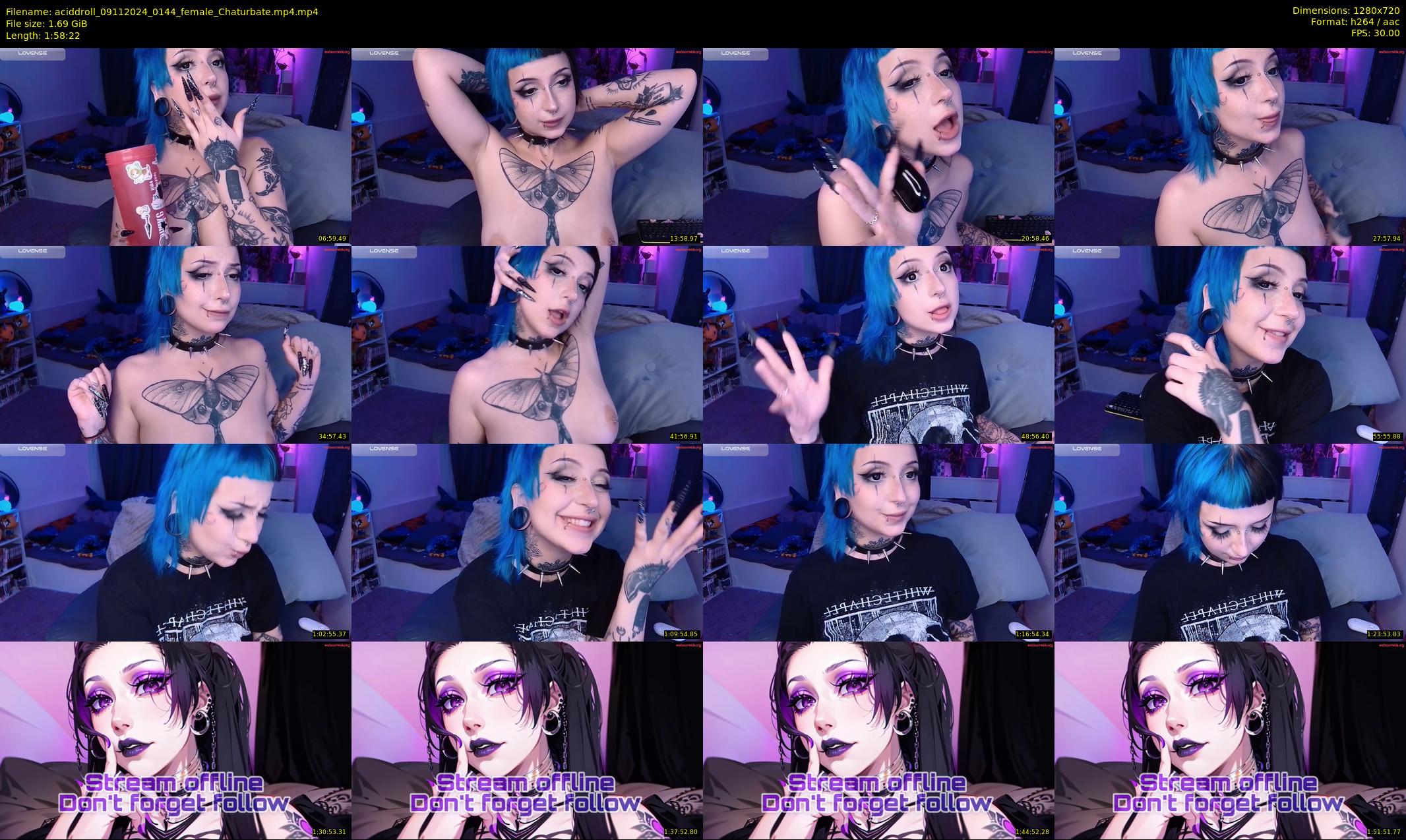 aciddroll — 119 minute Chaturbate female cam show recording, 720p, Nov 9, 2024