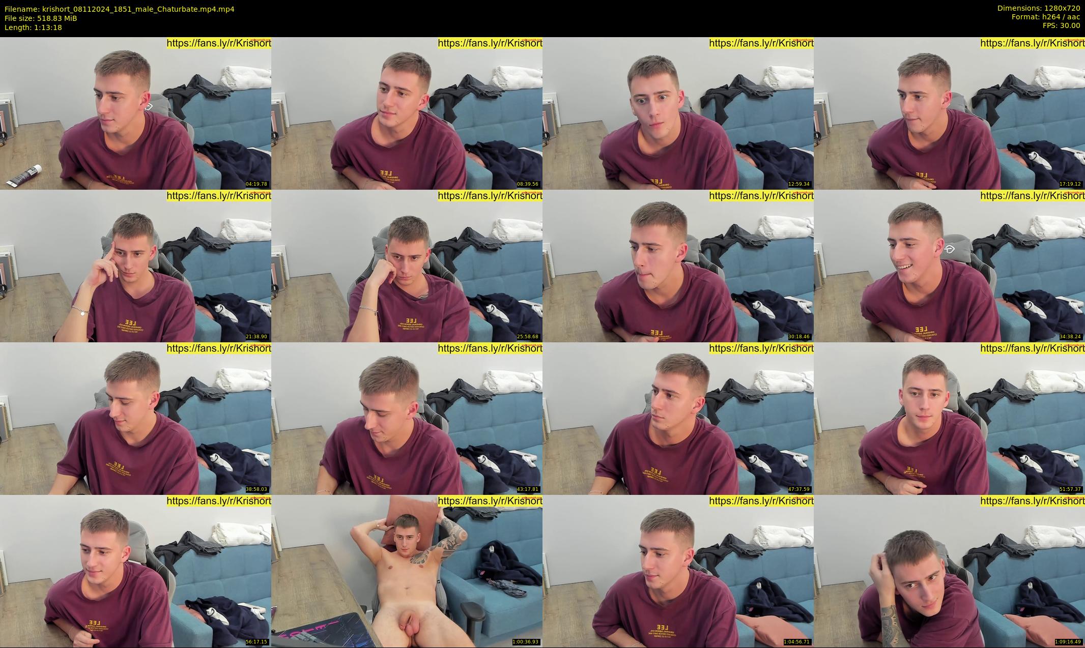 krishort — 74 minute Chaturbate male cam show recording, 720p, Nov 8, 2024