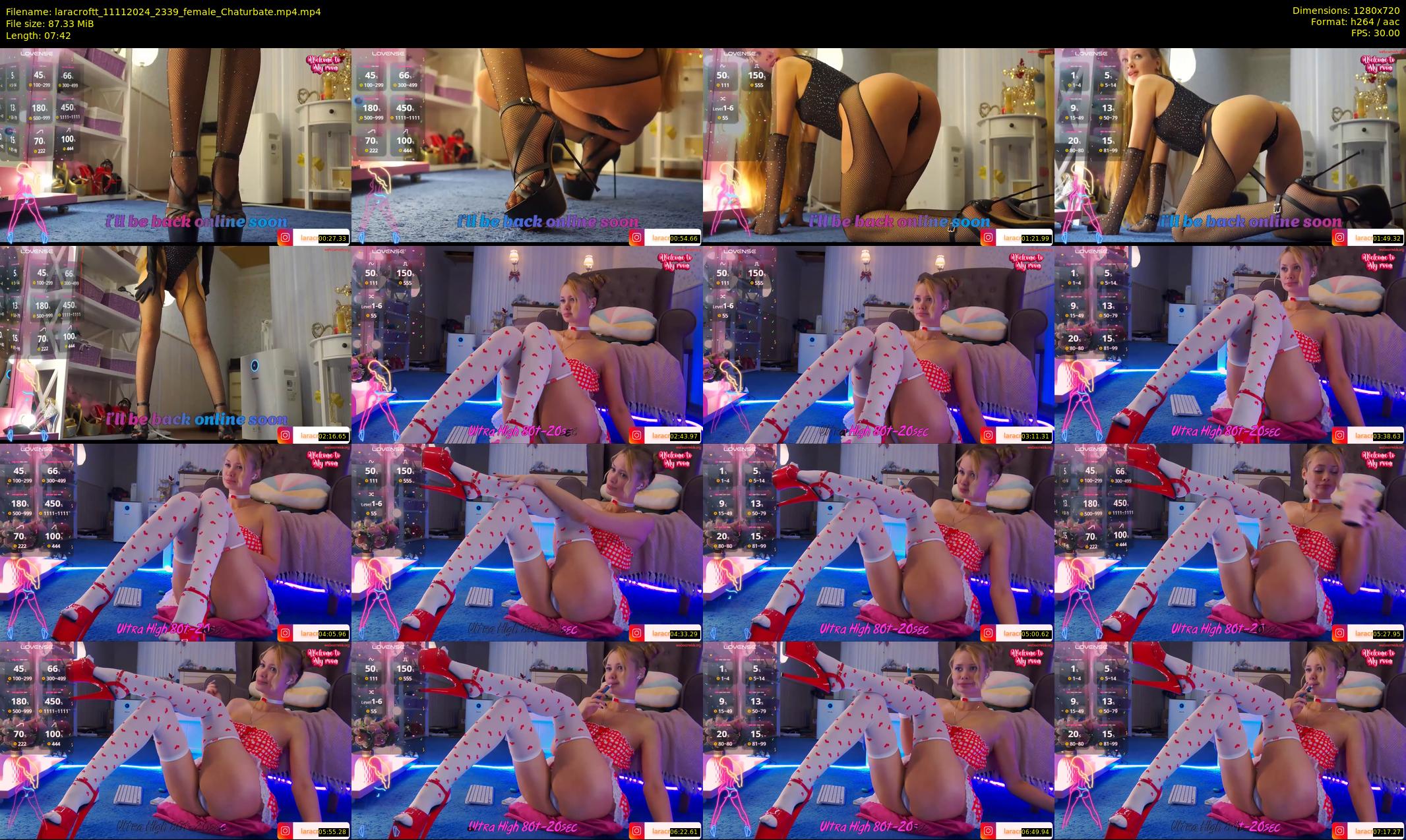 laracroftt — 8 minute Chaturbate female cam show recording, 720p, Nov 11, 2024