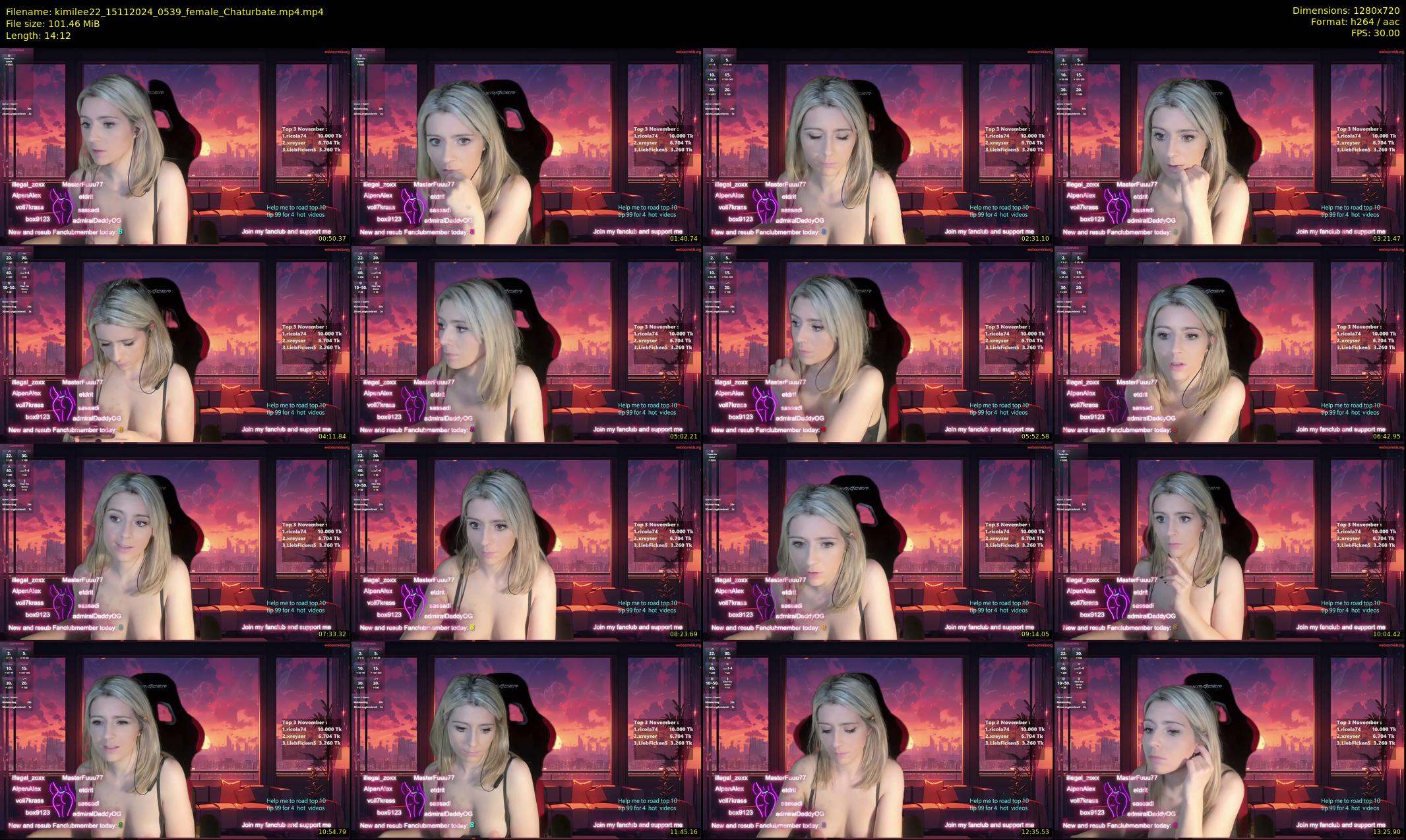 kimilee22 — 15 minute Chaturbate female cam show recording, 720p, Nov 15, 2024