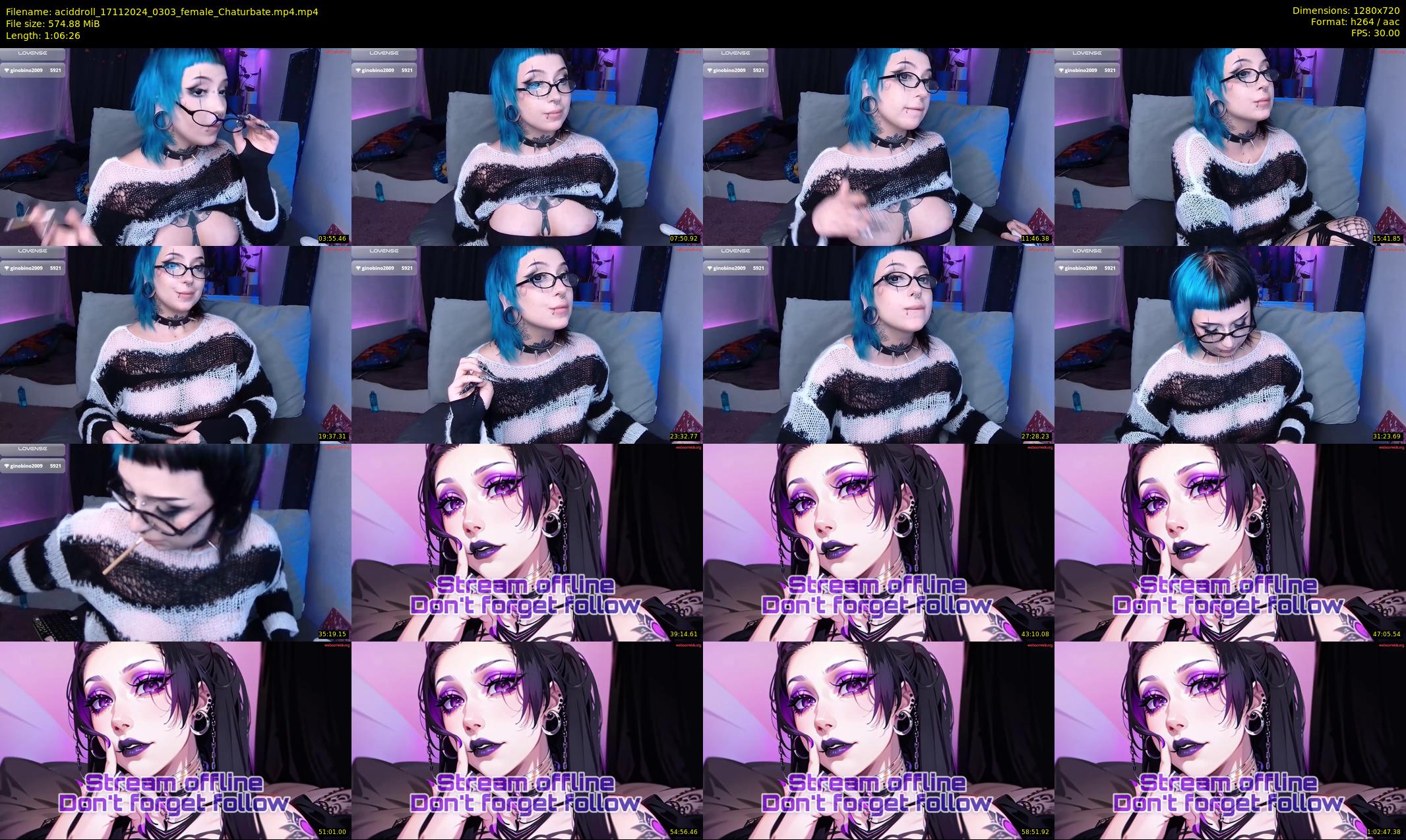 aciddroll — 67 minute Chaturbate female cam show recording, 720p, Nov 17, 2024