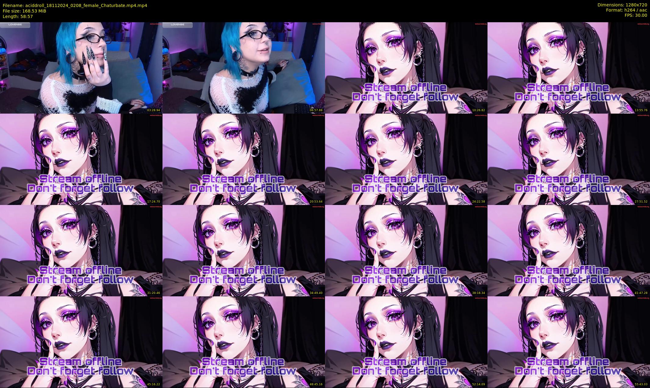aciddroll — 59 minute Chaturbate female cam show recording, 720p, Nov 18, 2024