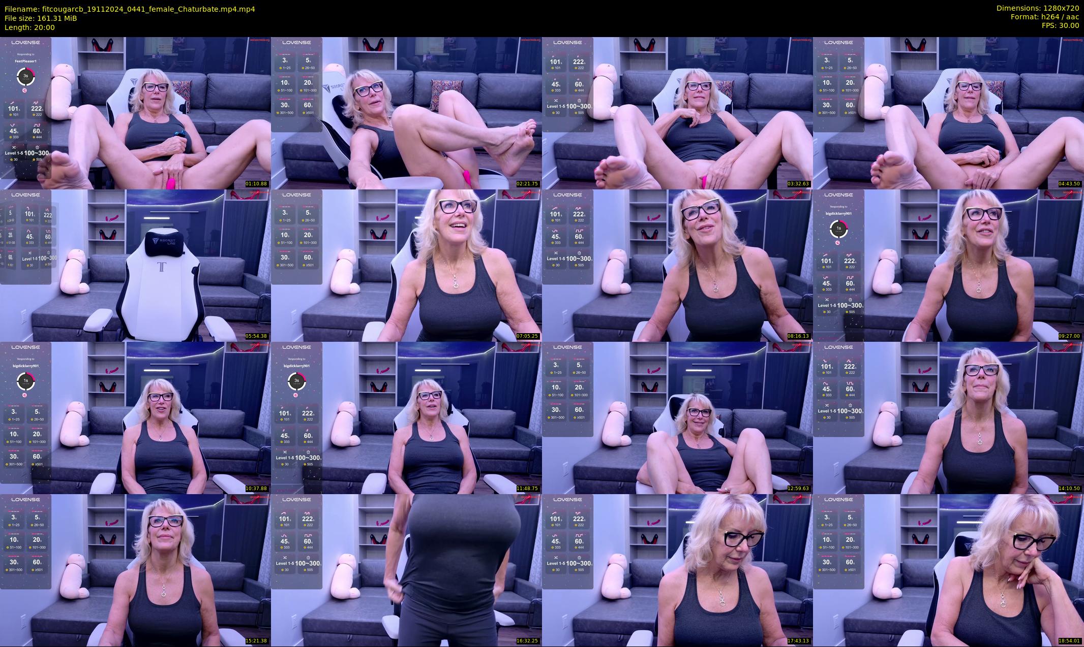 fitcougarcb — 20 minute Chaturbate female cam show recording, 720p, Nov 19, 2024