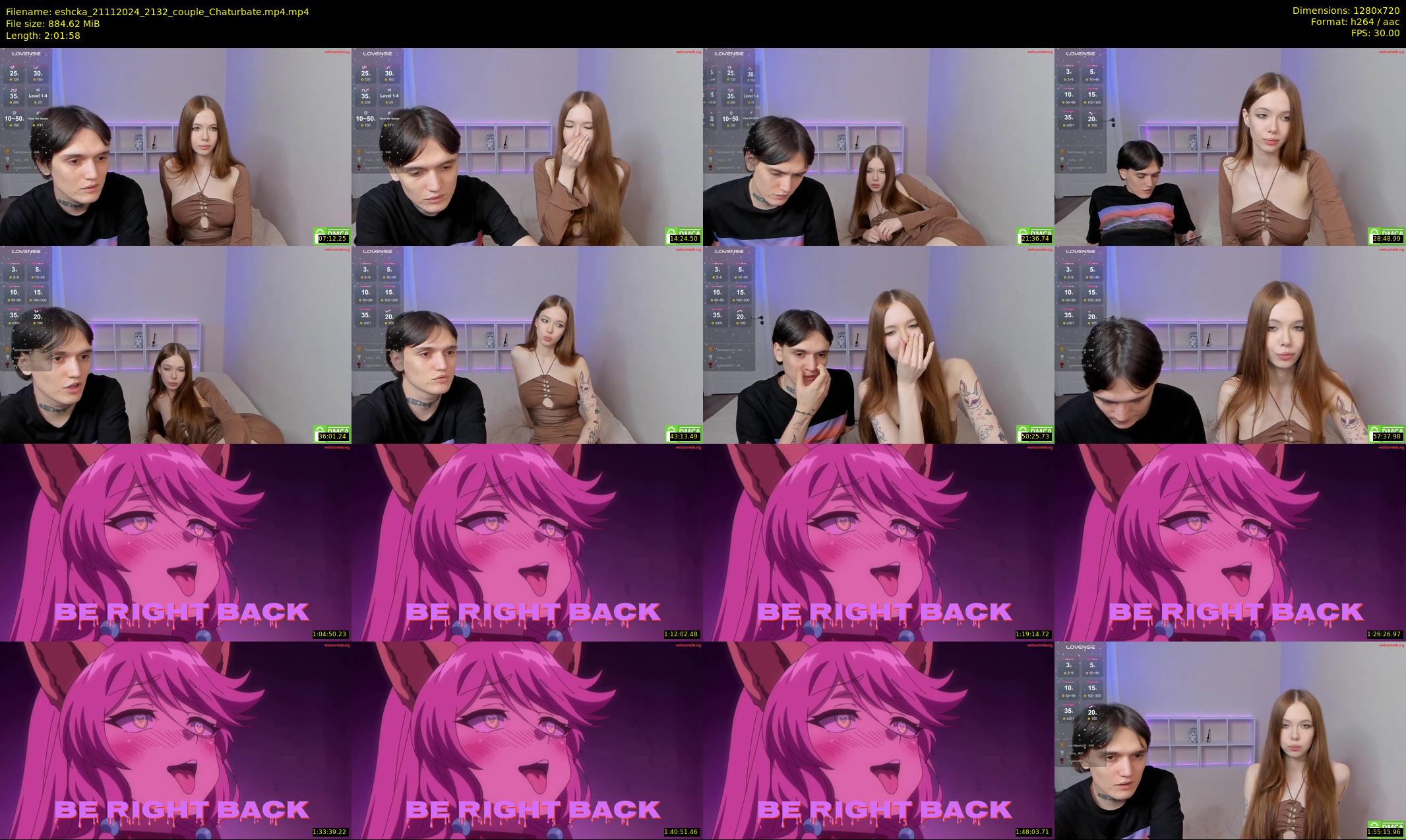 eshcka — 122 minute Chaturbate couple cam show recording, 720p, Nov 21, 2024