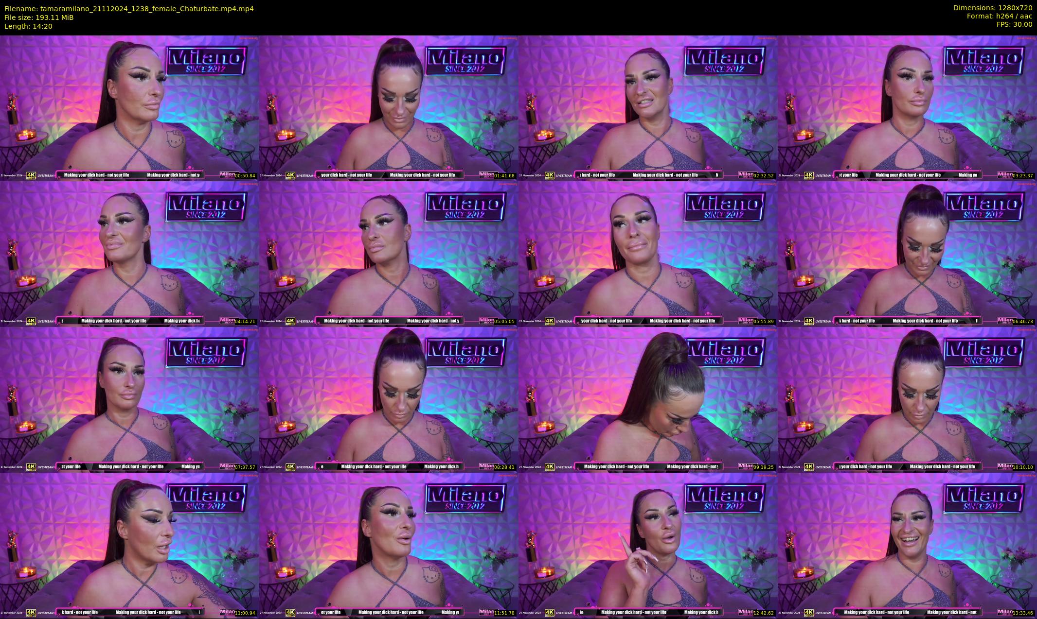 tamaramilano — 15 minute Chaturbate female cam show recording, 720p, Nov 21, 2024