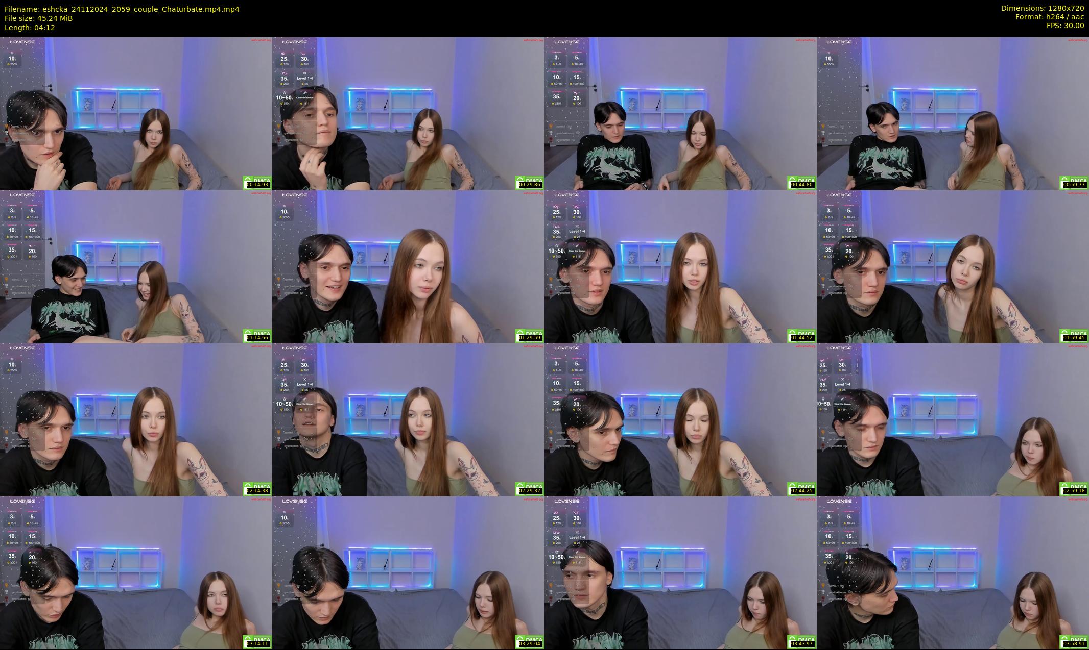 eshcka — 5 minute Chaturbate couple cam show recording, 720p, Nov 24, 2024