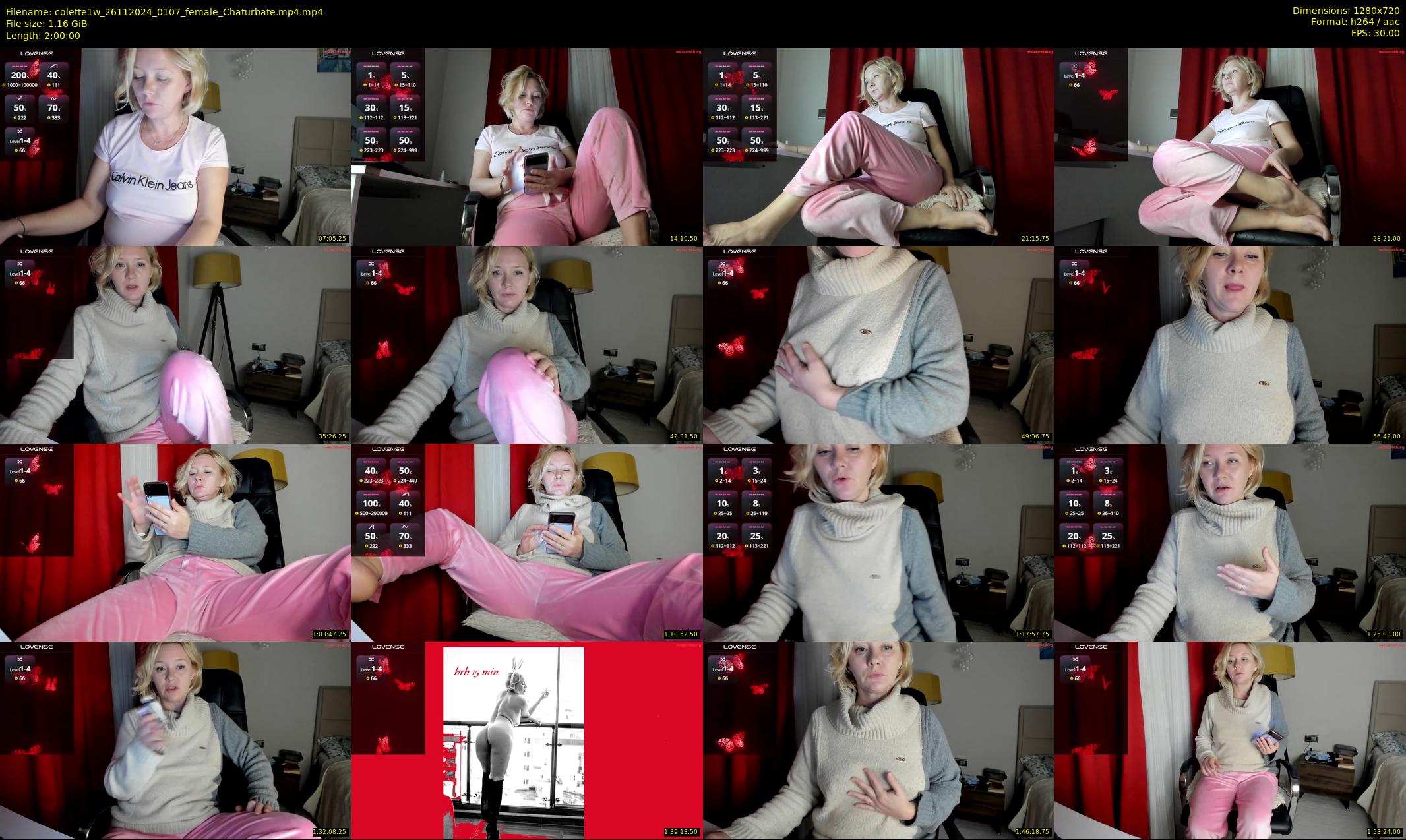 colette1w — 120 minute Chaturbate female cam show recording, 720p, Nov 26, 2024