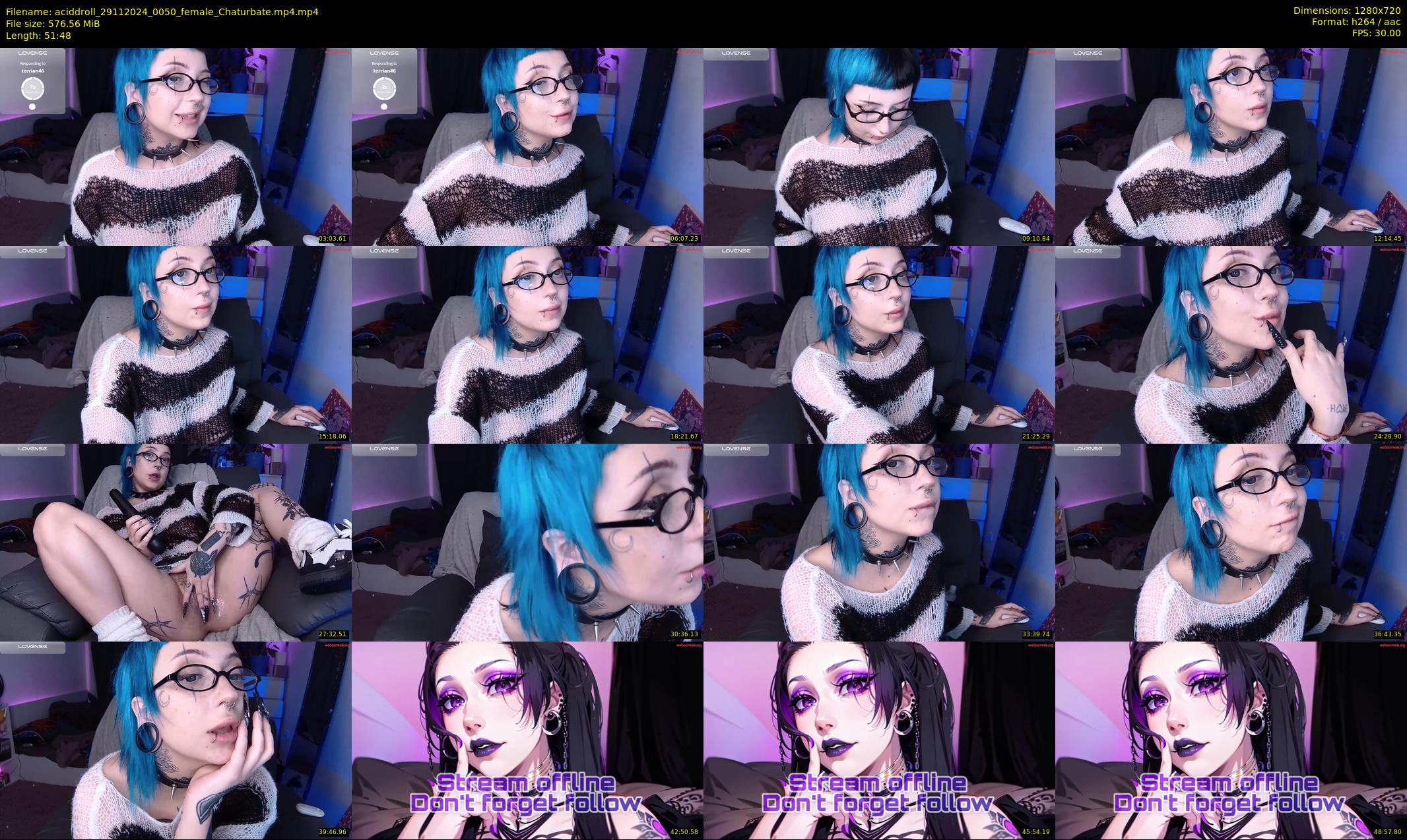 aciddroll — 52 minute Chaturbate female cam show recording, 720p, Nov 29, 2024