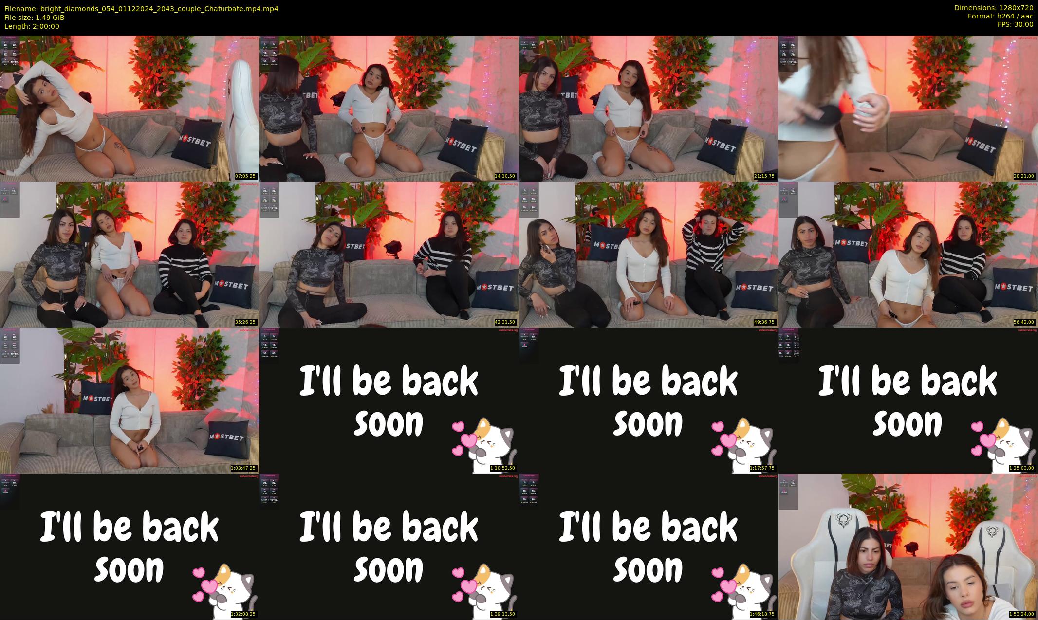 bright_diamonds_054 — 120 minute Chaturbate couple cam show recording, 720p, Dec 1, 2024