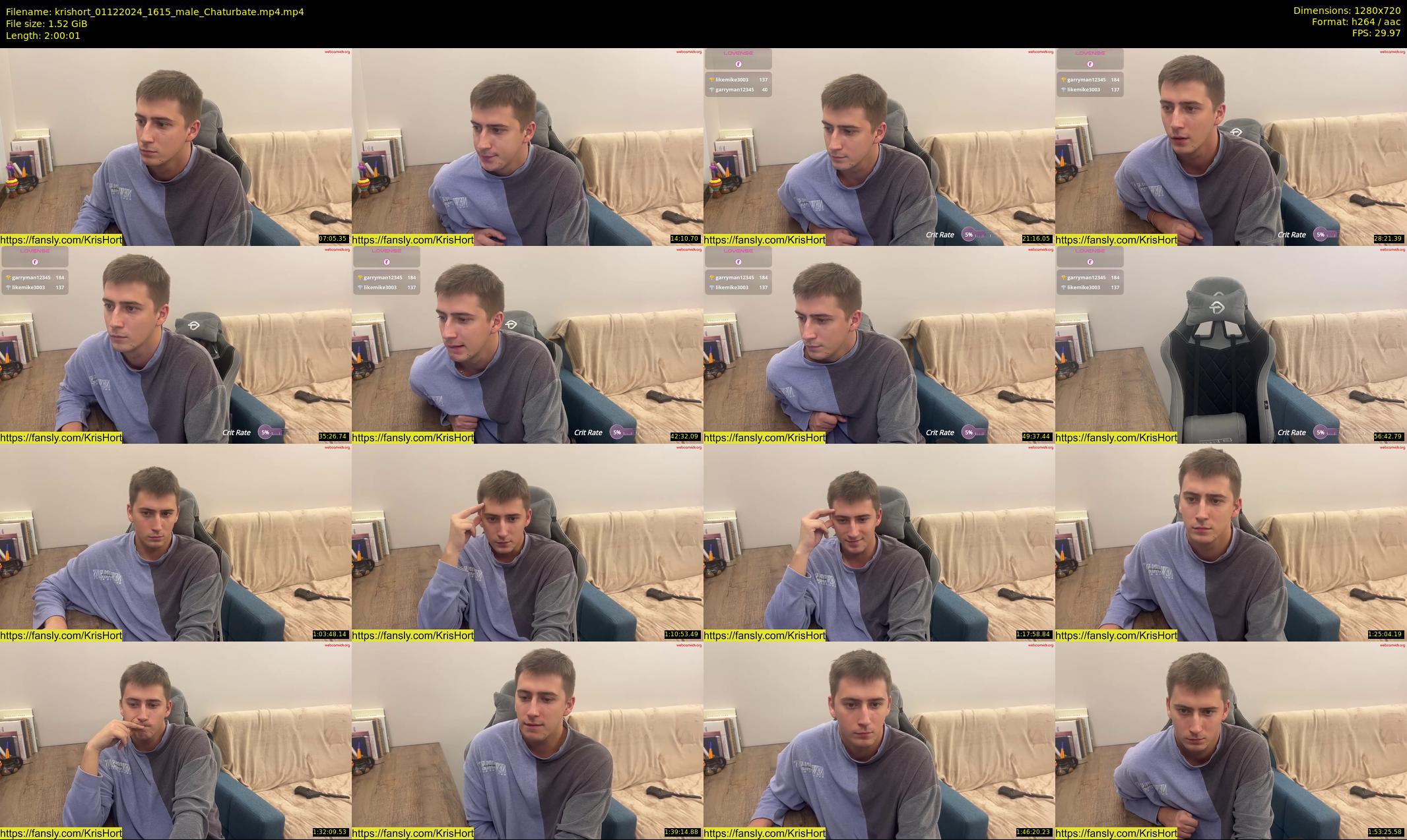 krishort — 121 minute Chaturbate male cam show recording, 720p, Dec 1, 2024