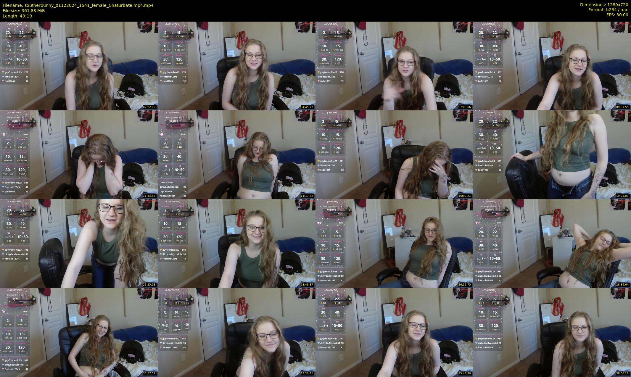 southerbunny — 41 minute Chaturbate female cam show recording, 720p, Dec 1, 2024