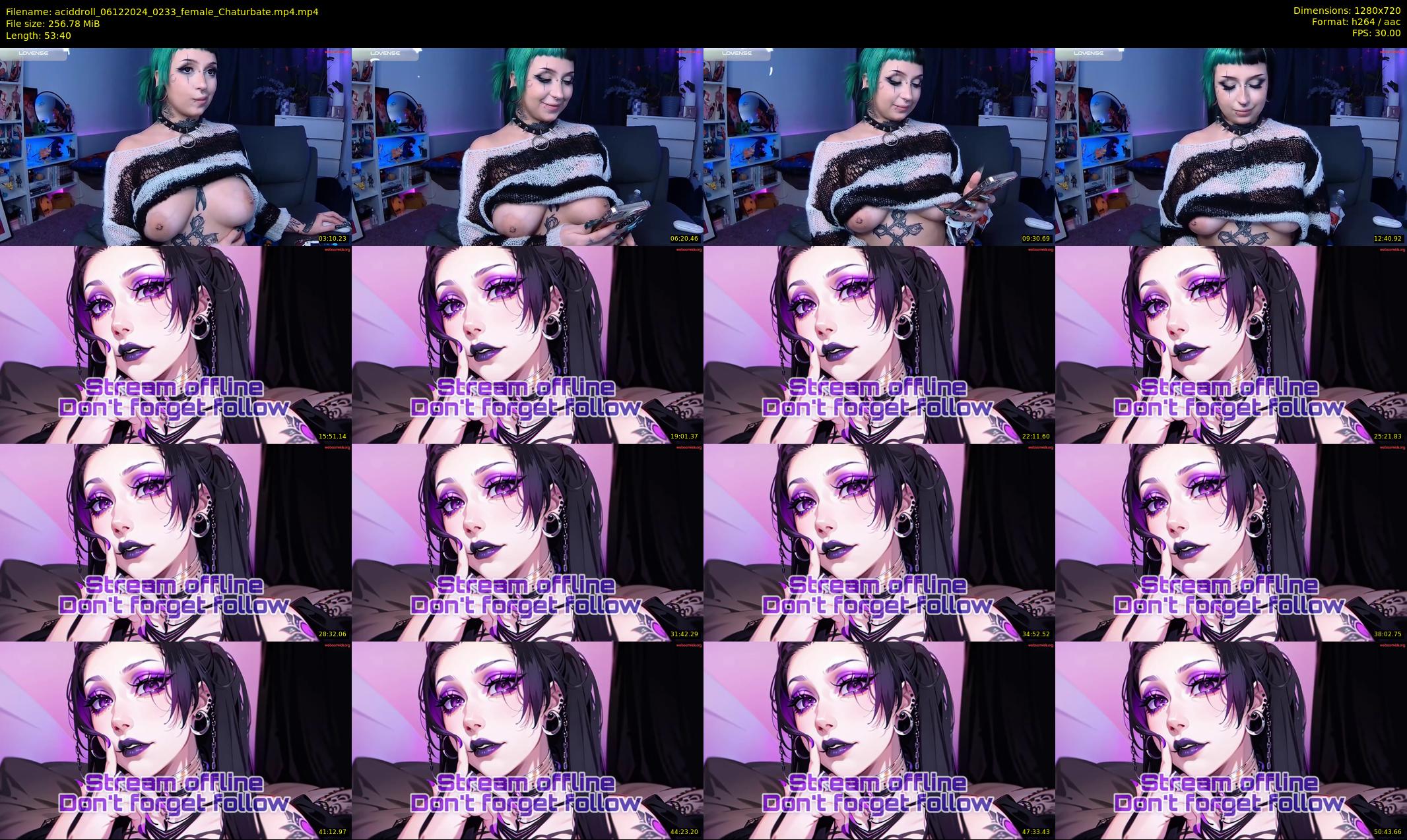 aciddroll — 54 minute Chaturbate female cam show recording, 720p, Dec 6, 2024