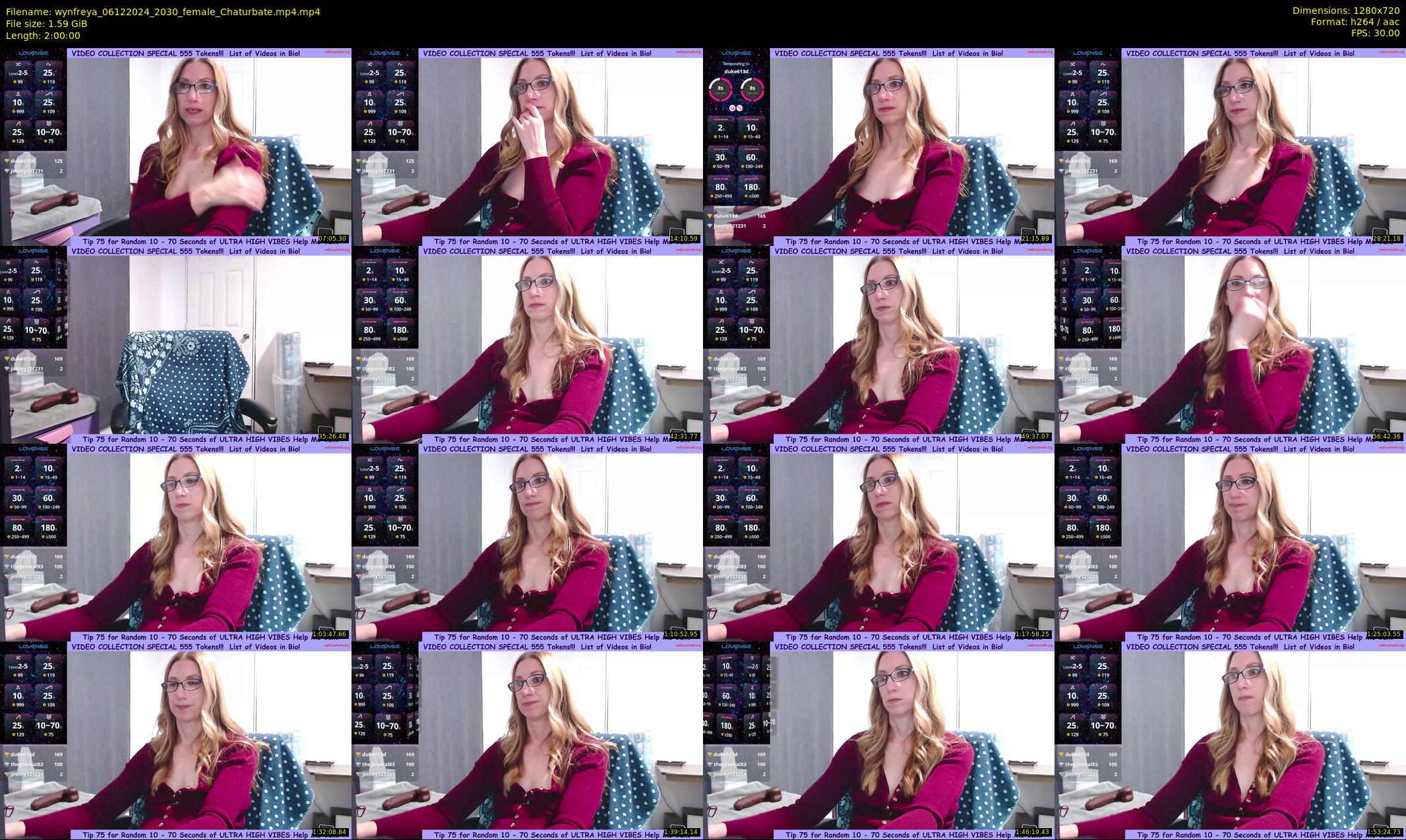 wynfreya — 120 minute Chaturbate female cam show recording, 720p, Dec 6, 2024