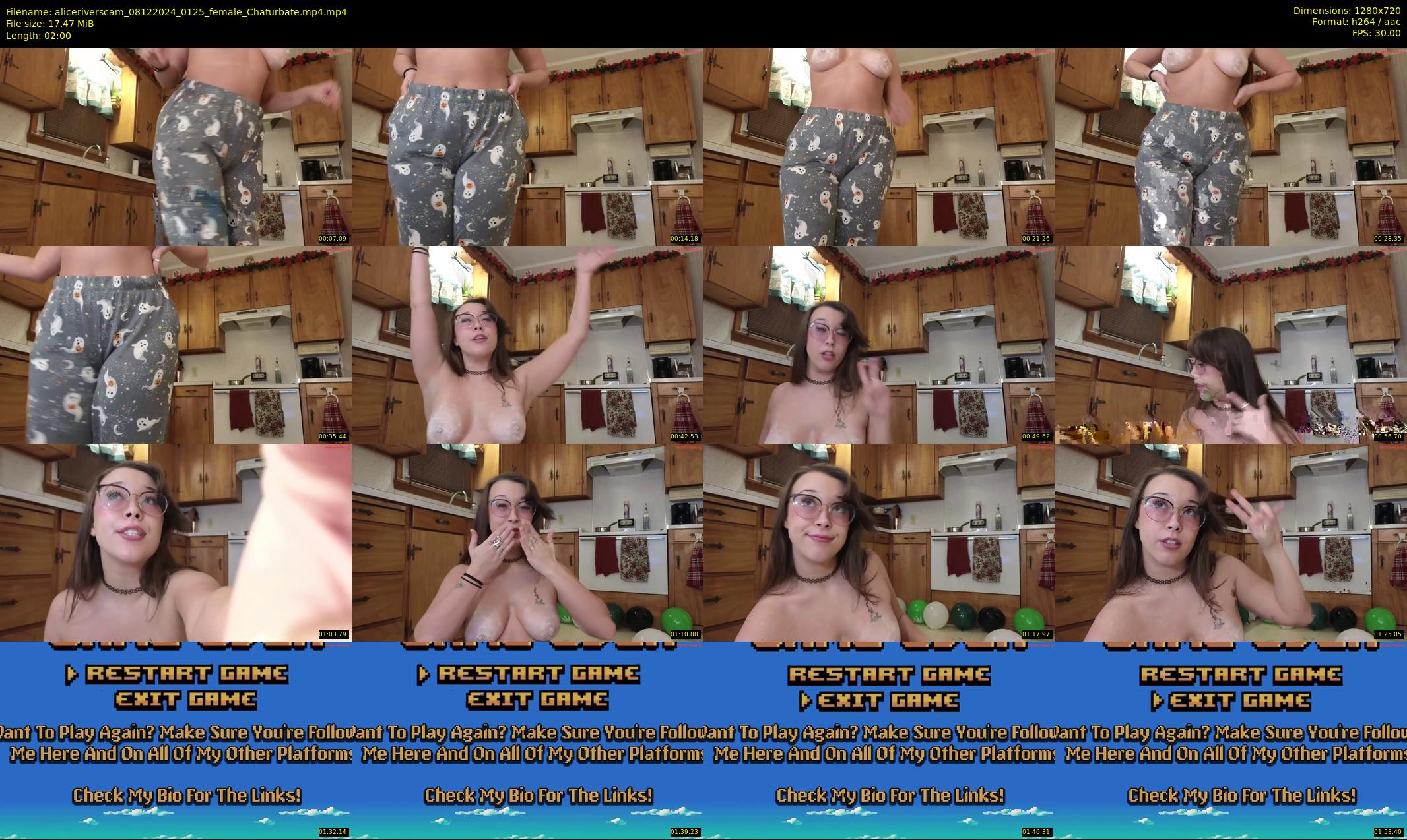 aliceriverscam — 2 minute Chaturbate female cam show recording, 720p, Dec 8, 2024