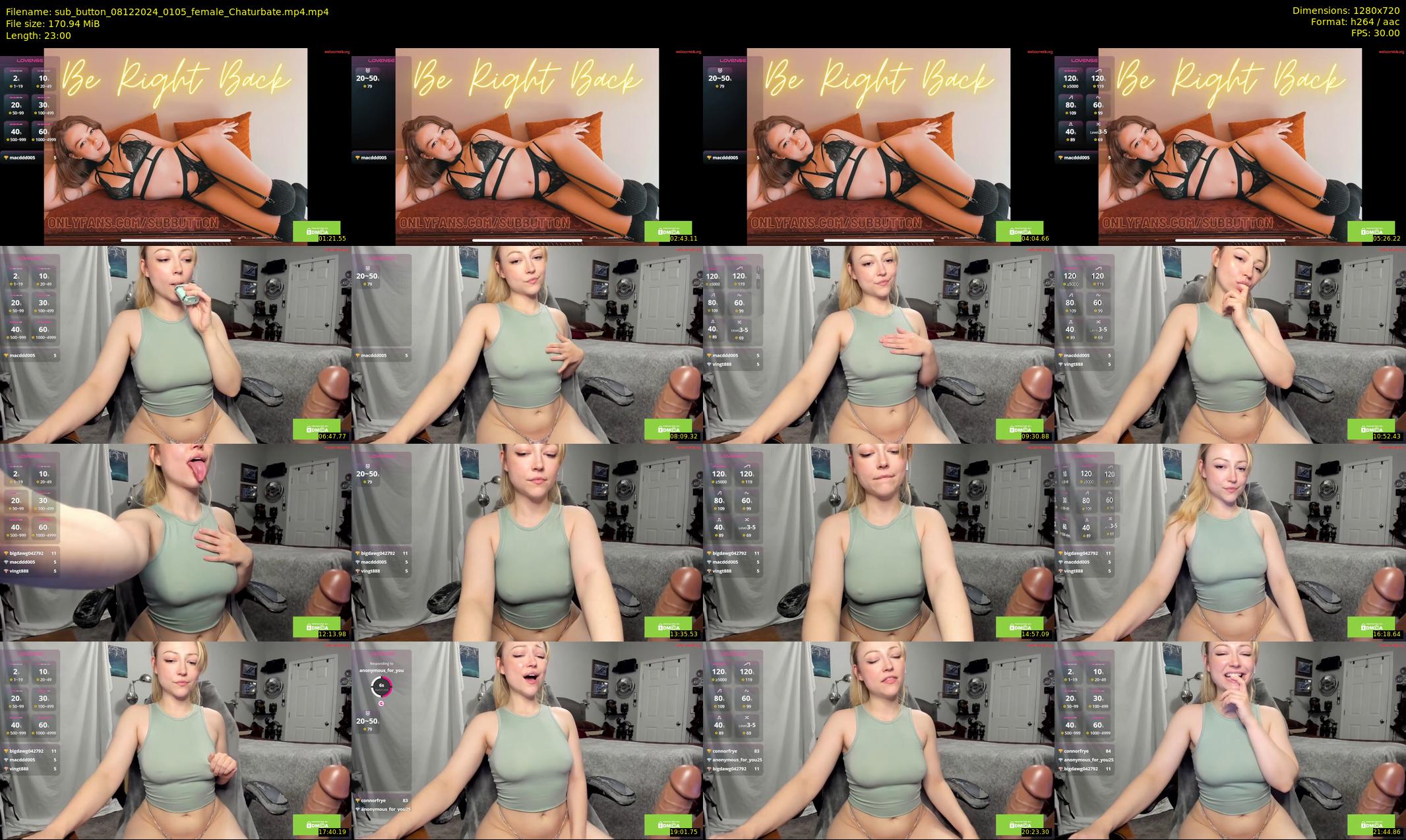 sub_button — 23 minute Chaturbate female cam show recording, 720p, Dec 8, 2024