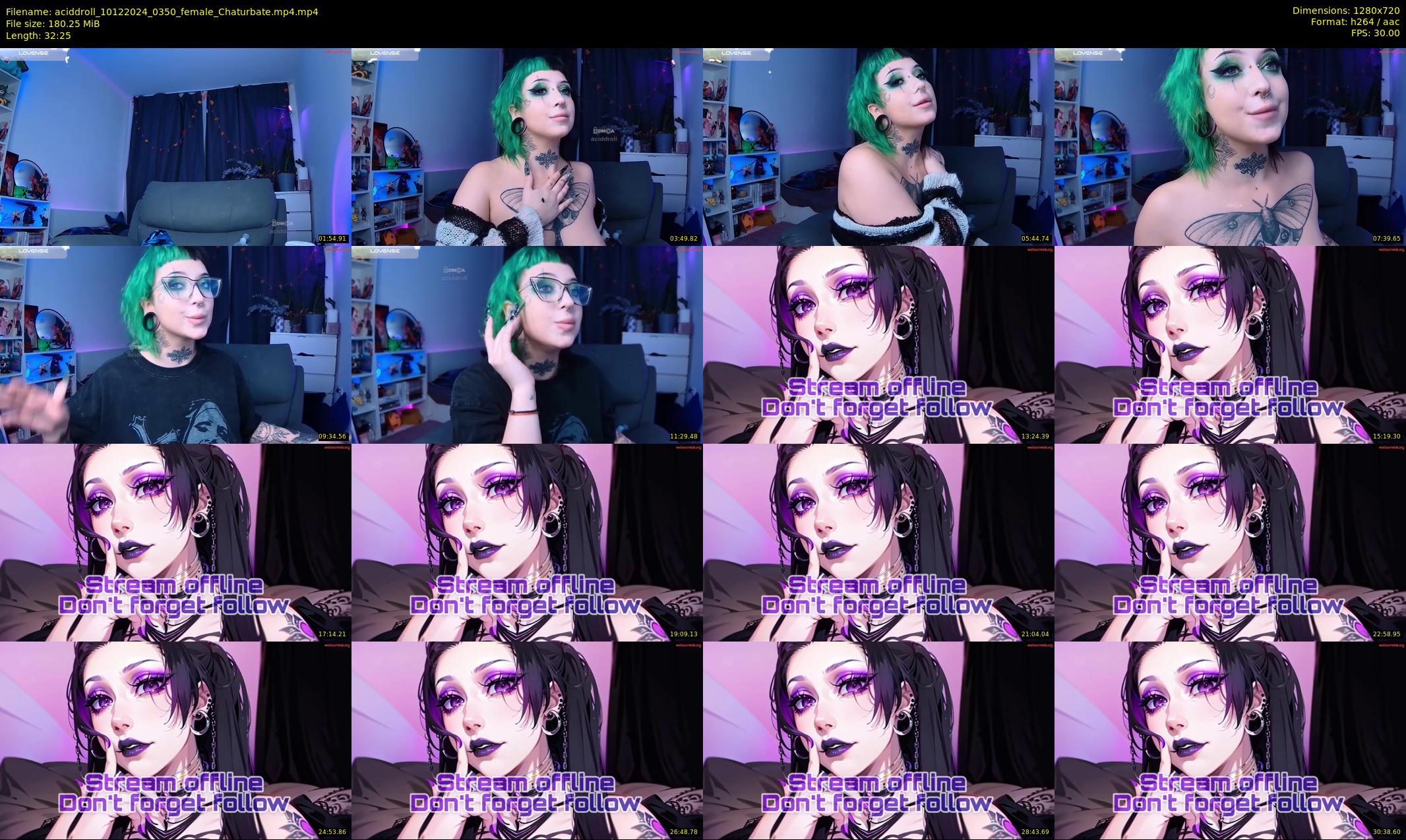 aciddroll — 33 minute Chaturbate female cam show recording, 720p, Dec 10, 2024