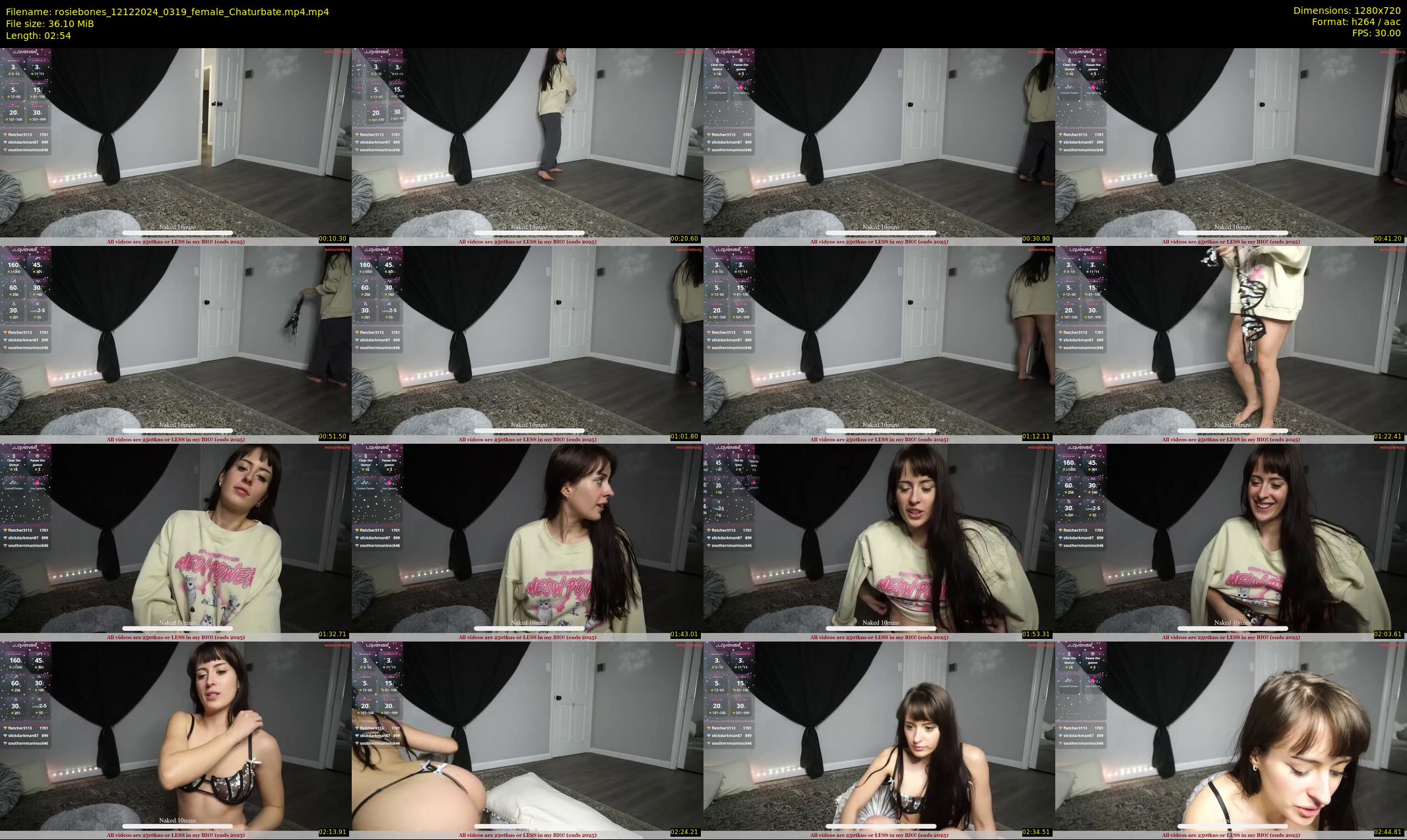 rosiebones — 3 minute Chaturbate female cam show recording, 720p, Dec 12, 2024