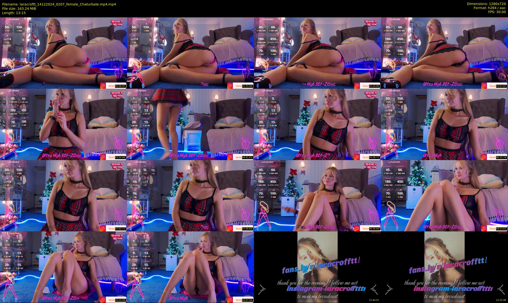 laracroftt — 14 minute Chaturbate female cam show recording, 720p, Dec 14, 2024