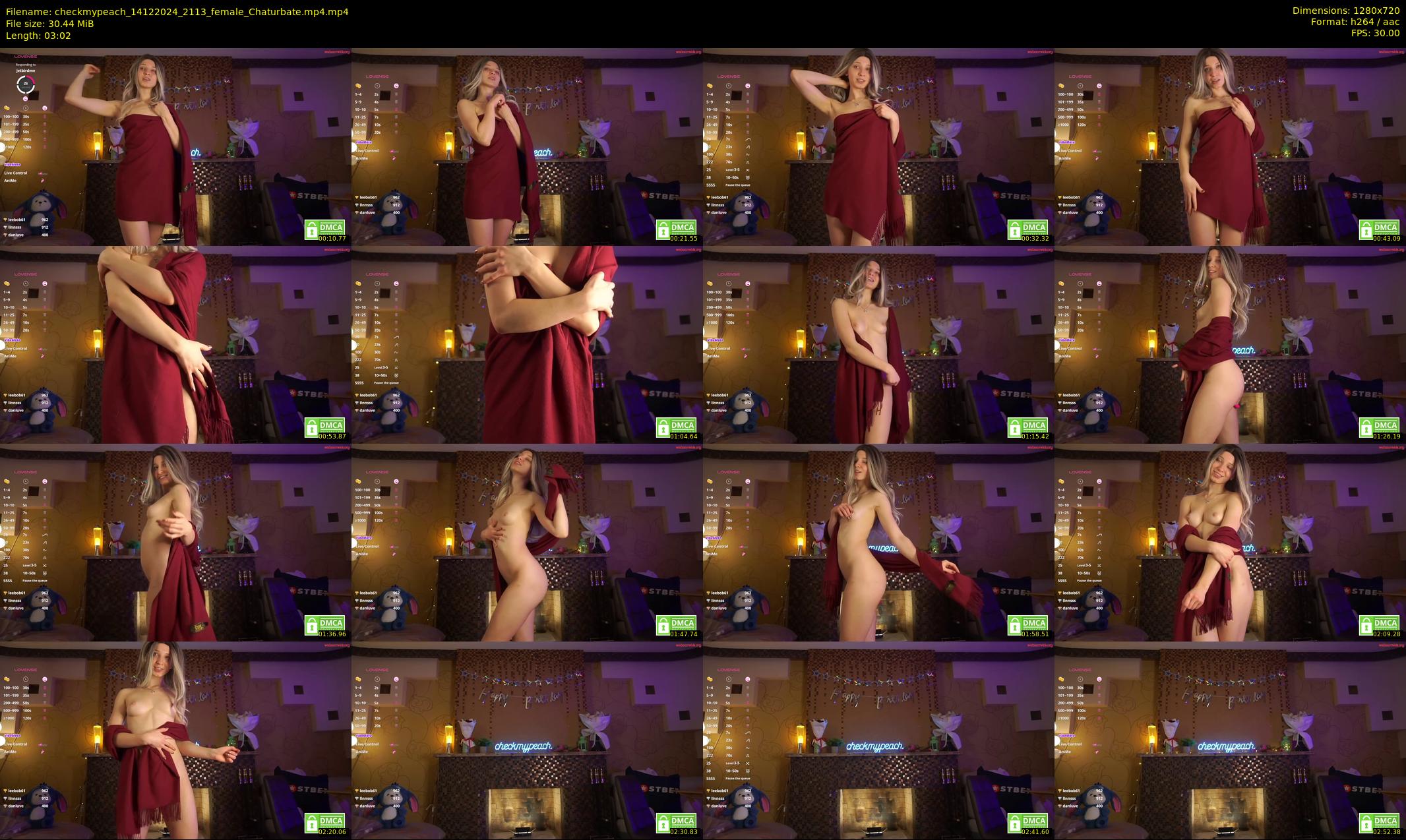 checkmypeach — 4 minute Chaturbate female cam show recording, 720p, Dec 14, 2024