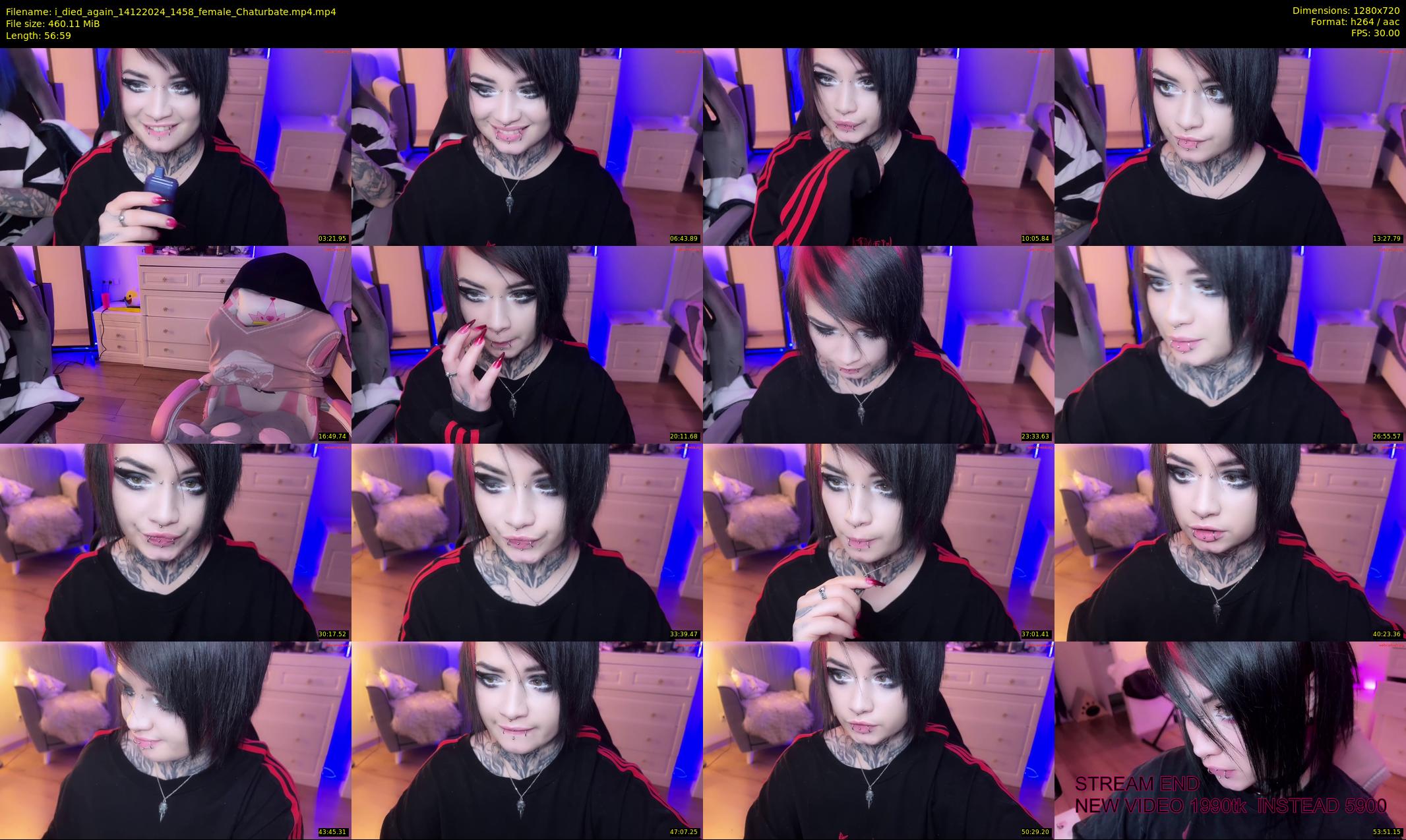 i_died_again — 57 minute Chaturbate female cam show recording, 720p, Dec 14, 2024