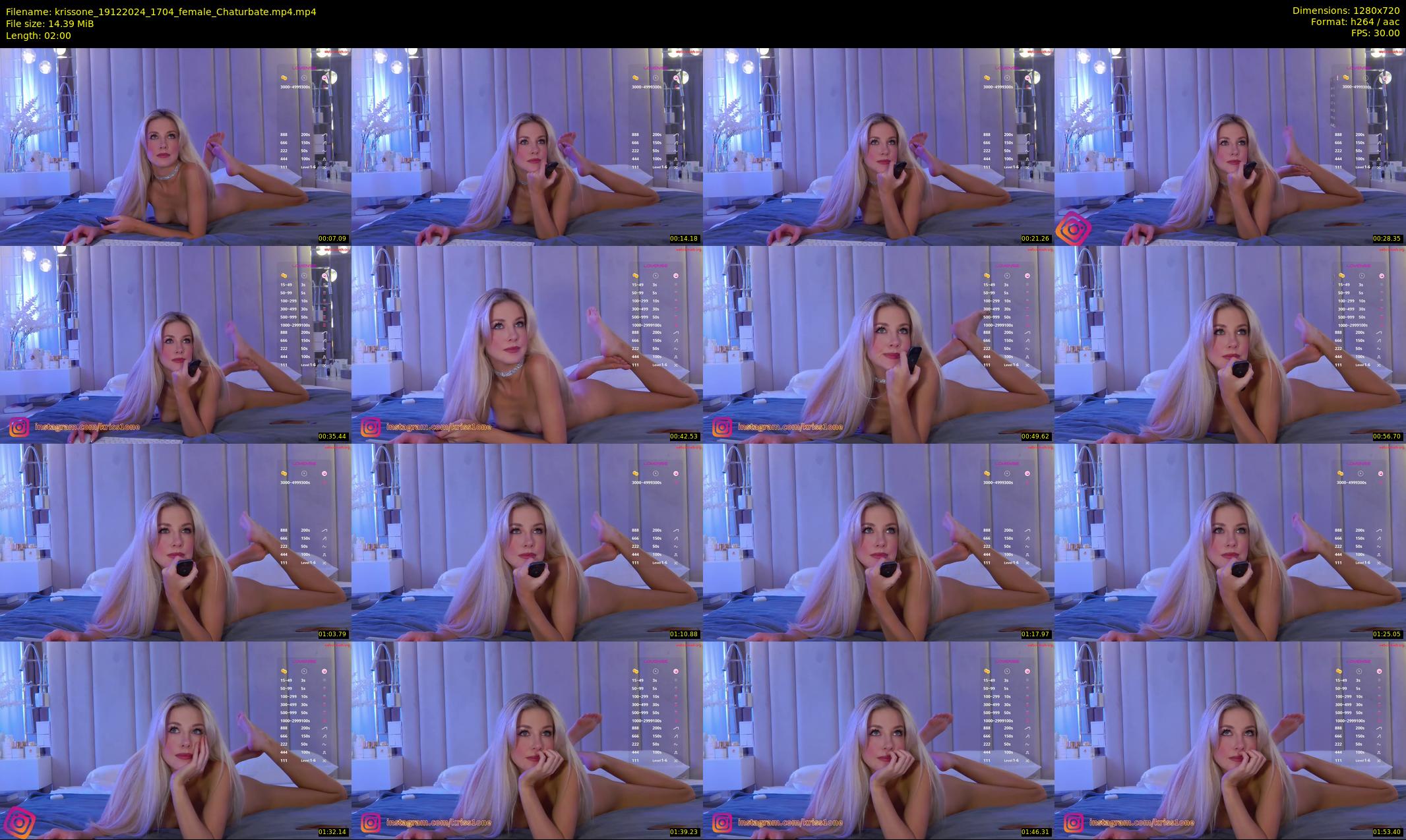 krissone — 2 minute Chaturbate female cam show recording, 720p, Dec 19, 2024