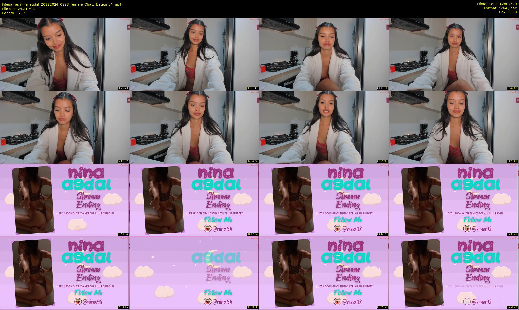 nina_agdal — 8 minute Chaturbate female cam show recording, 720p, Dec 20, 2024
