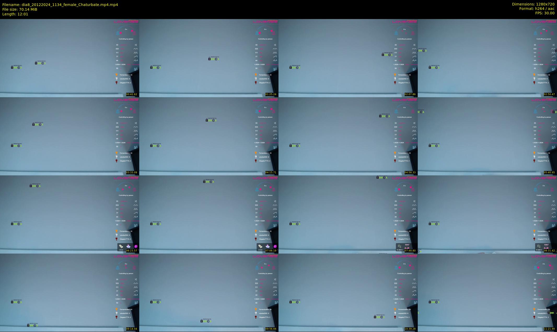 dia8 — 13 minute Chaturbate female cam show recording, 720p, Dec 20, 2024