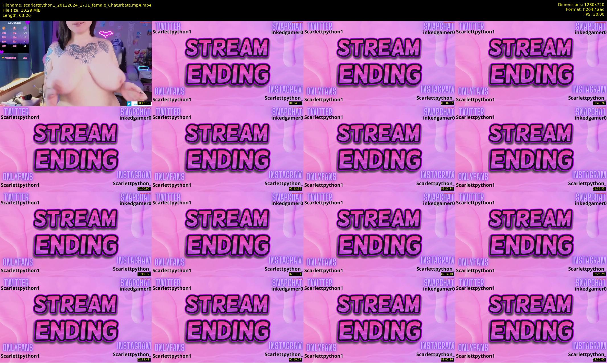 scarlettpython1 — 4 minute Chaturbate female cam show recording, 720p, Dec 20, 2024