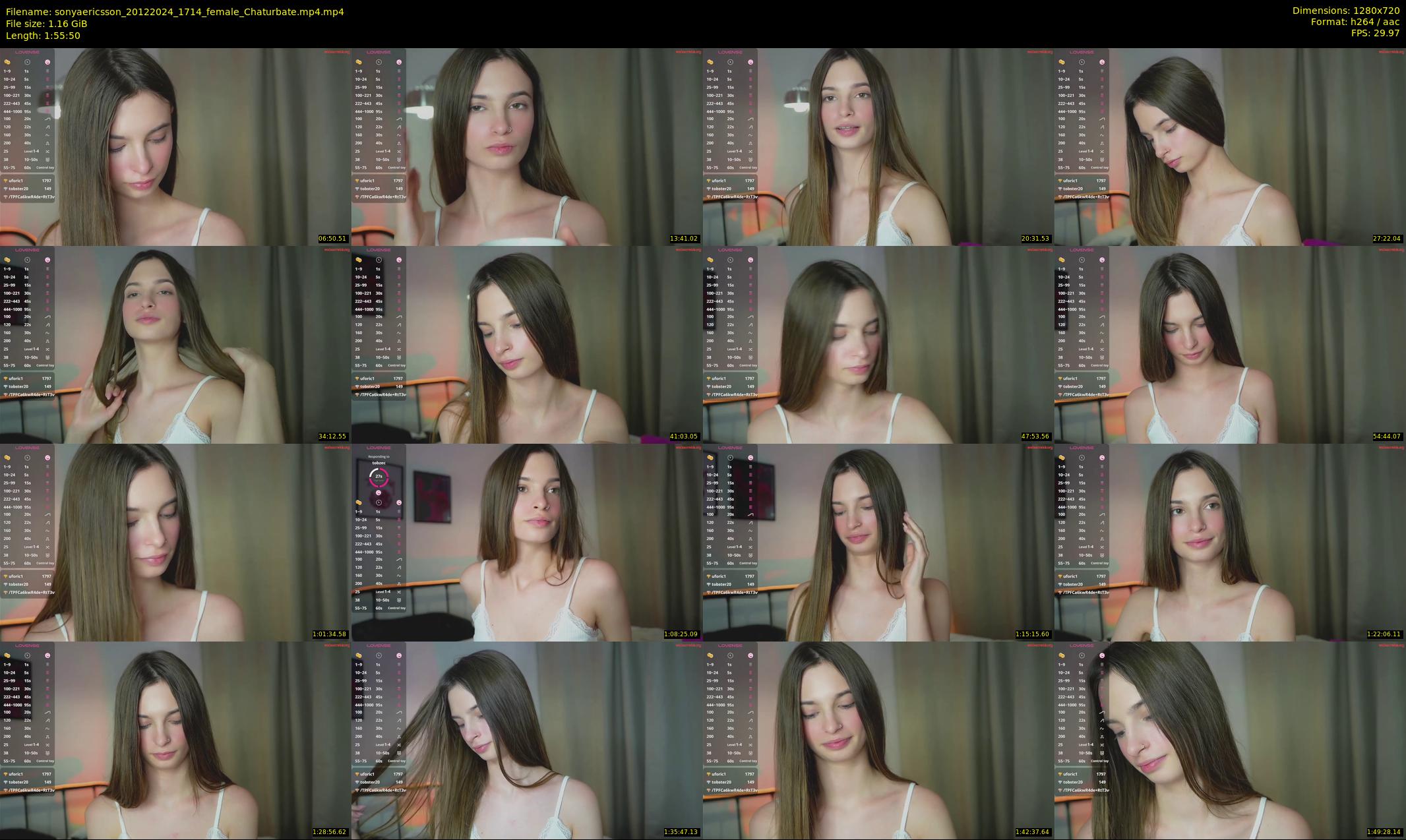 sonyaericsson — 116 minute Chaturbate female cam show recording, 720p, Dec 20, 2024