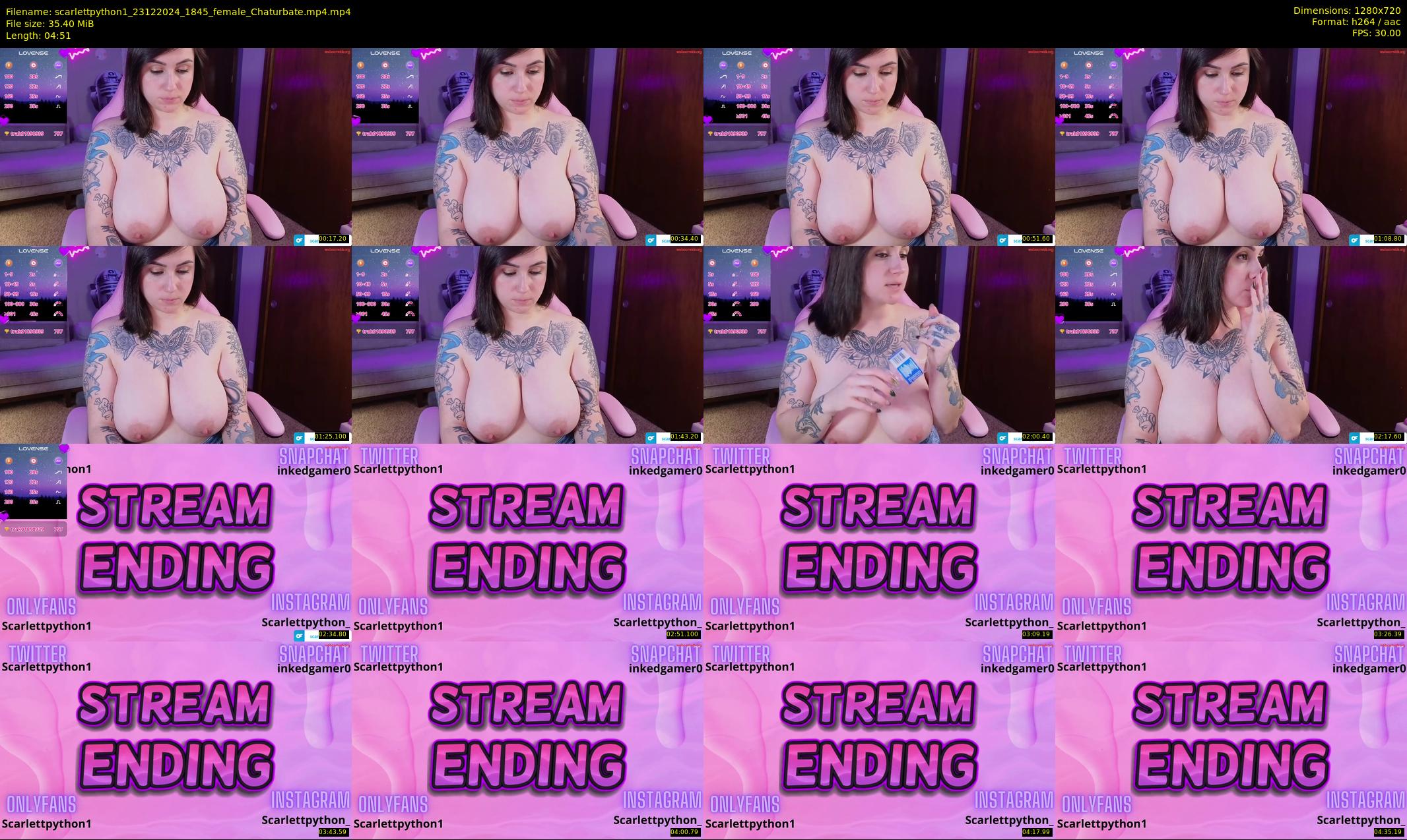 scarlettpython1 — 5 minute Chaturbate female cam show recording, 720p, Dec 23, 2024