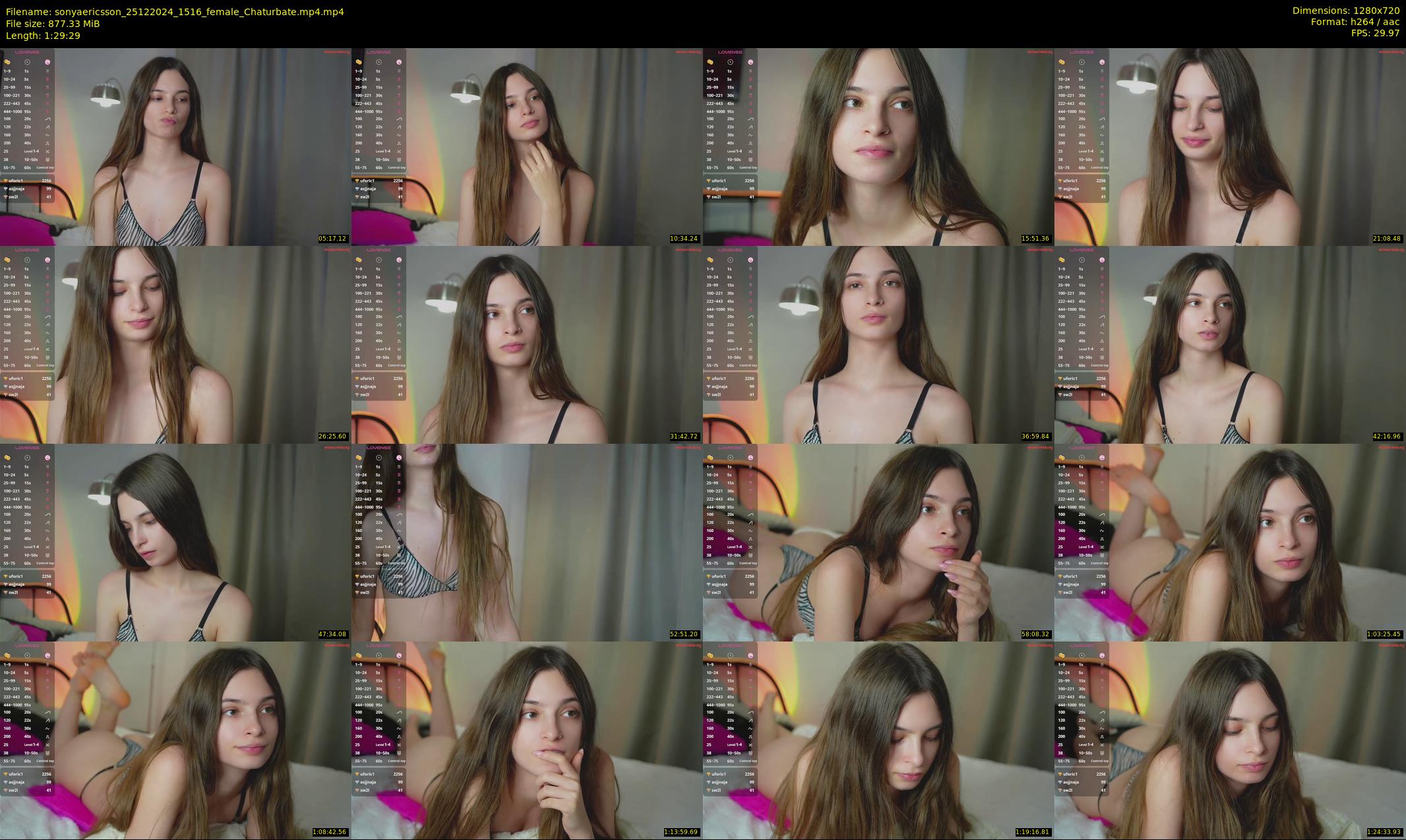 sonyaericsson — 90 minute Chaturbate female cam show recording, 720p, Dec 25, 2024