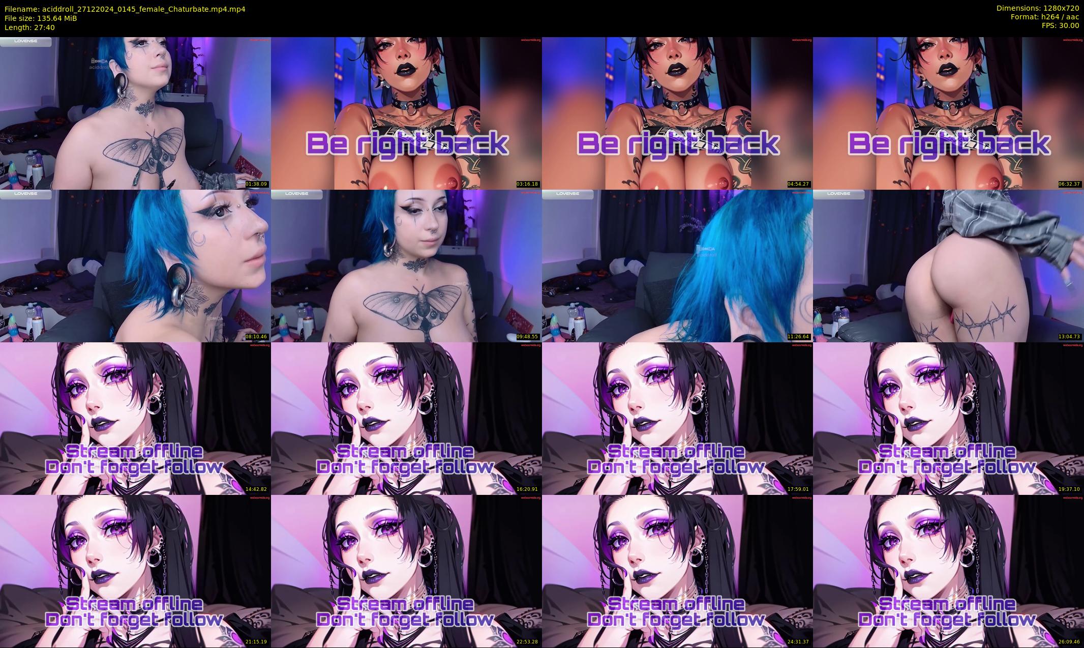 aciddroll — 28 minute Chaturbate female cam show recording, 720p, Dec 27, 2024