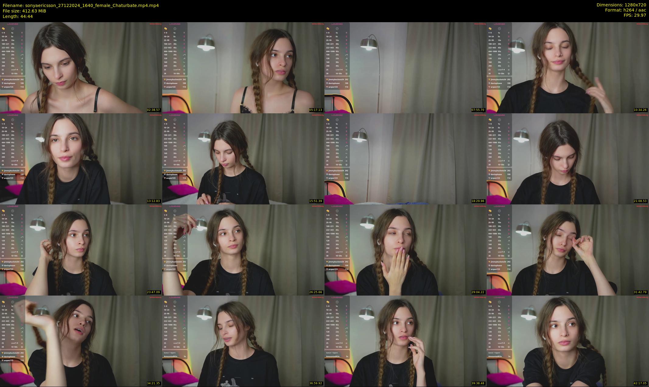 sonyaericsson — 45 minute Chaturbate female cam show recording, 720p, Dec 27, 2024