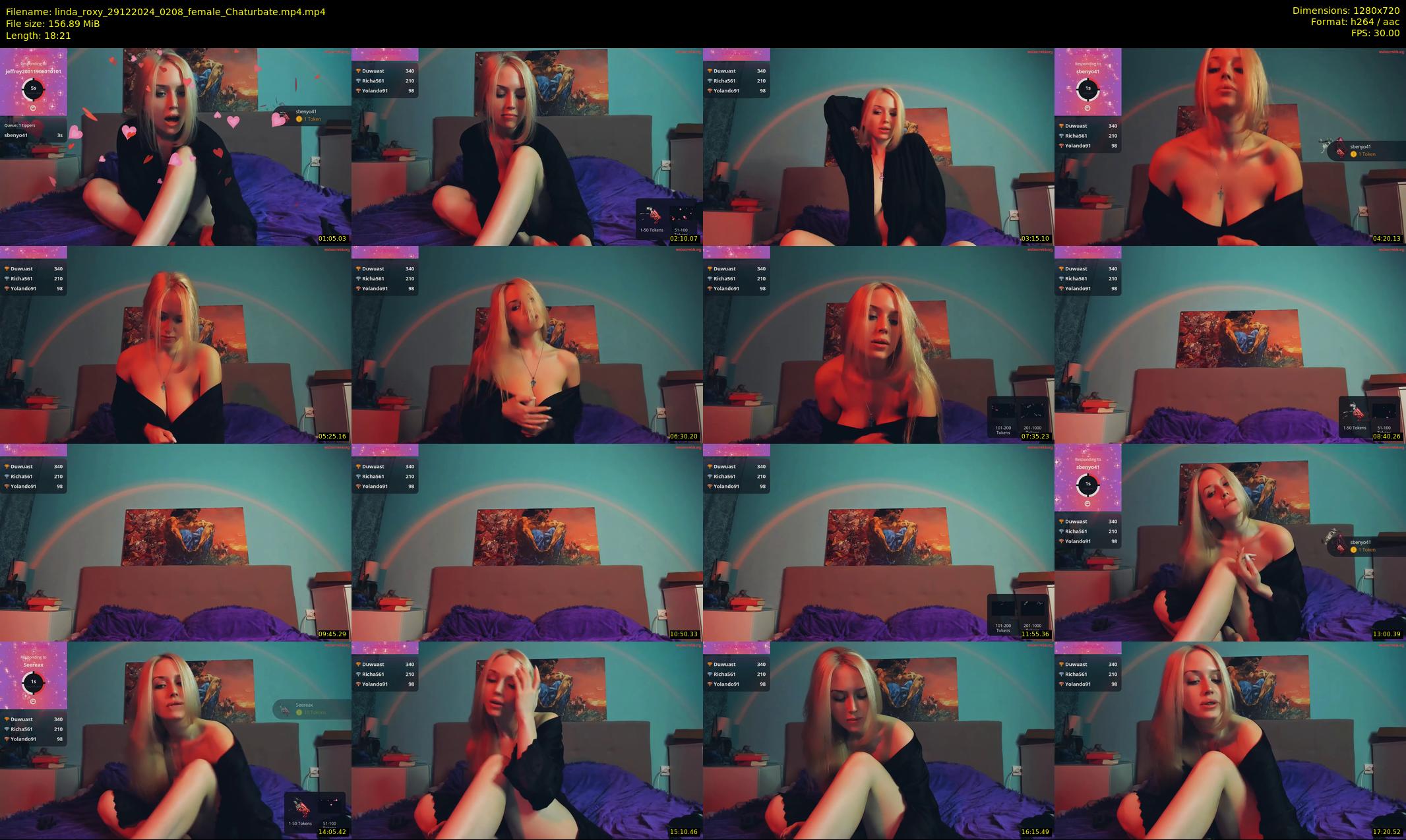 linda_roxy — 19 minute Chaturbate female cam show recording, 720p, Dec 29, 2024